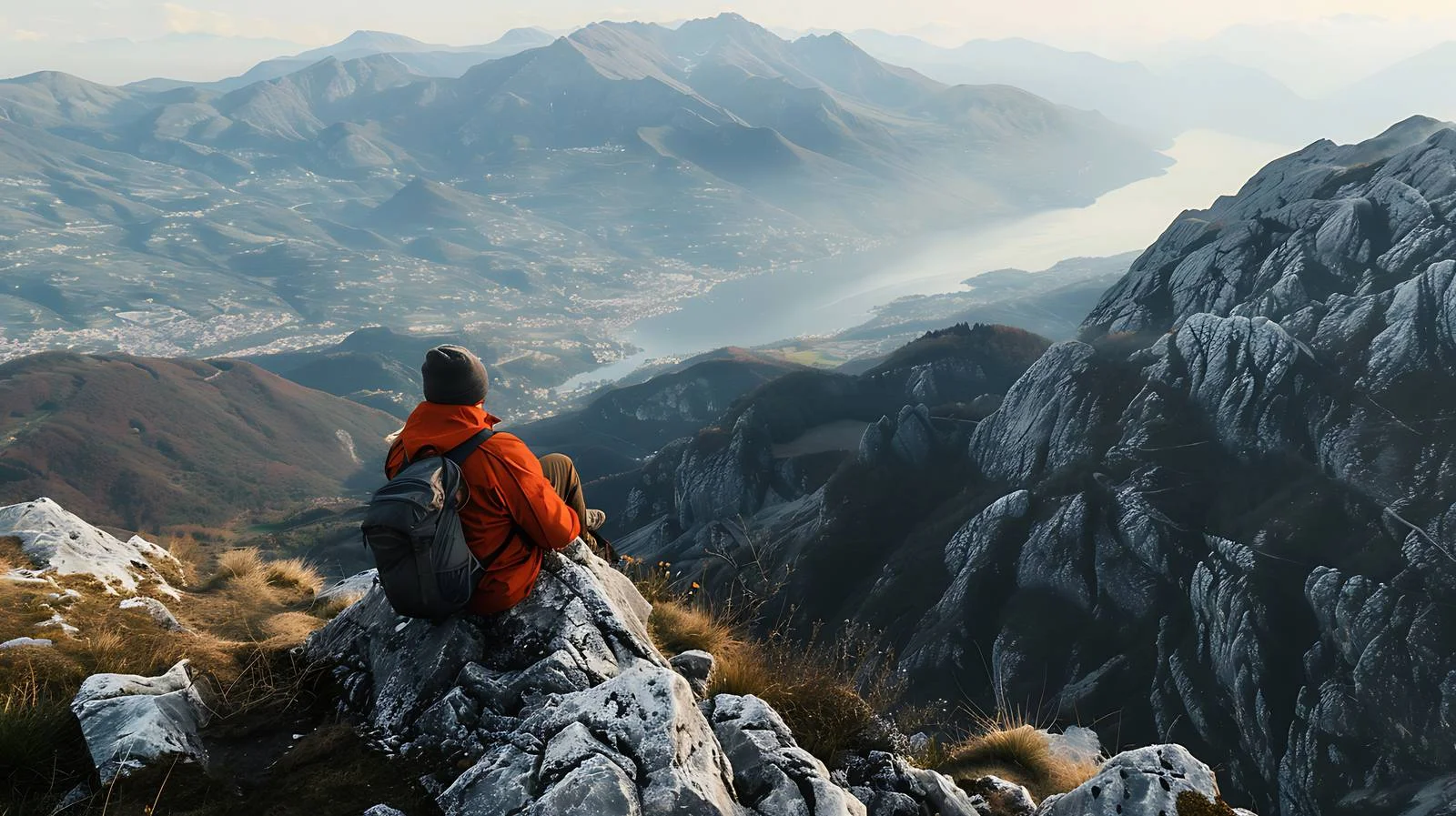 Serene Hiker Resting on Orobie Alp — free download from Dotvec