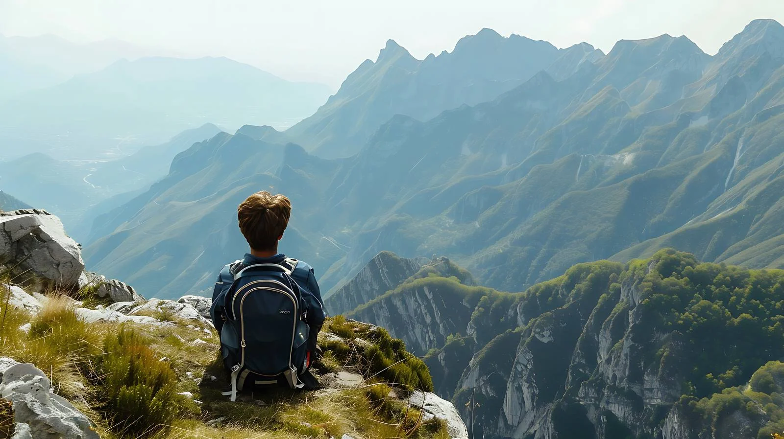 Serene Hiker Enjoying View on Orobie Alp — free download from Dotvec