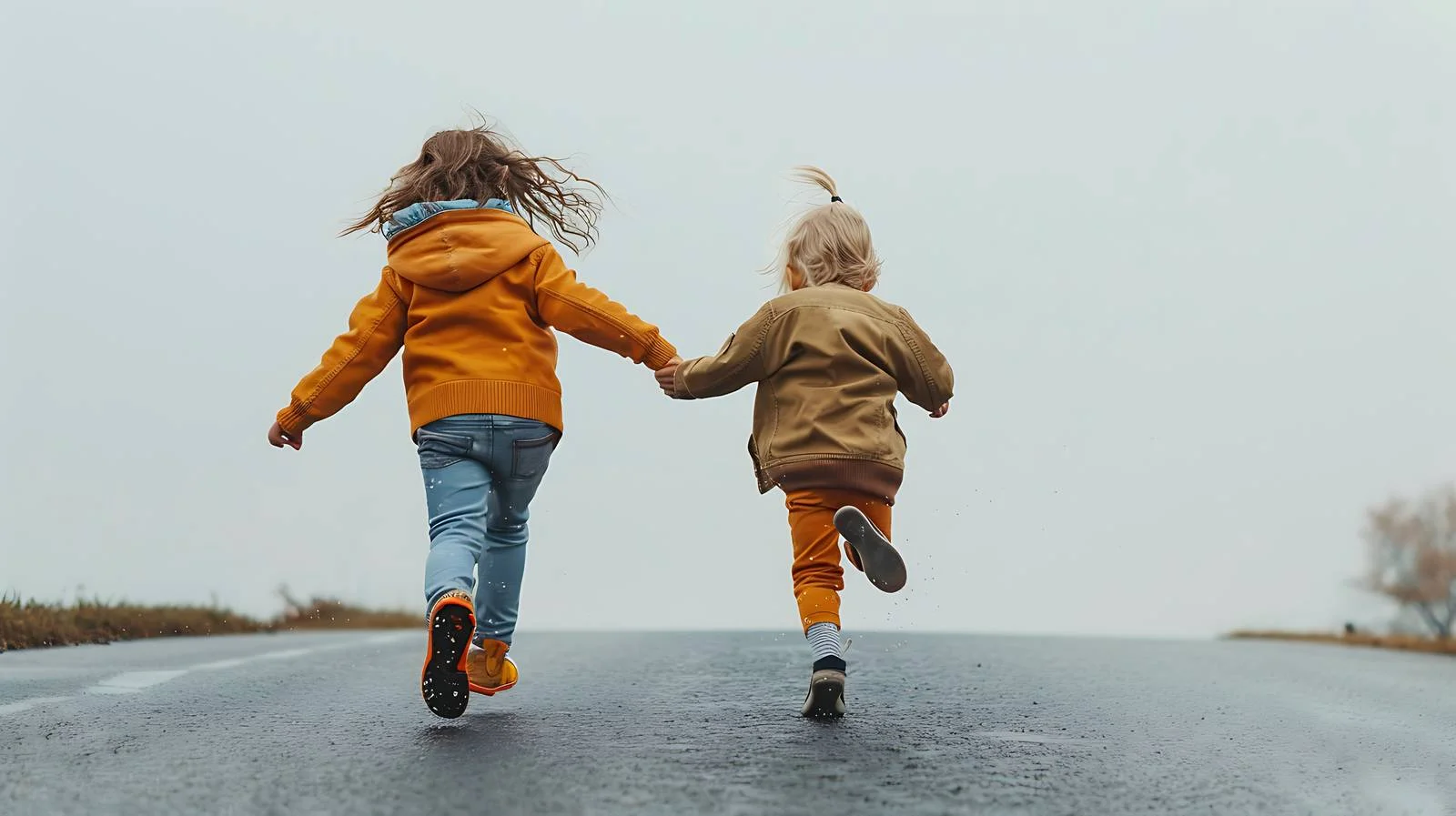 Joyful Siblings Running Hand in Hand — free download from Dotvec