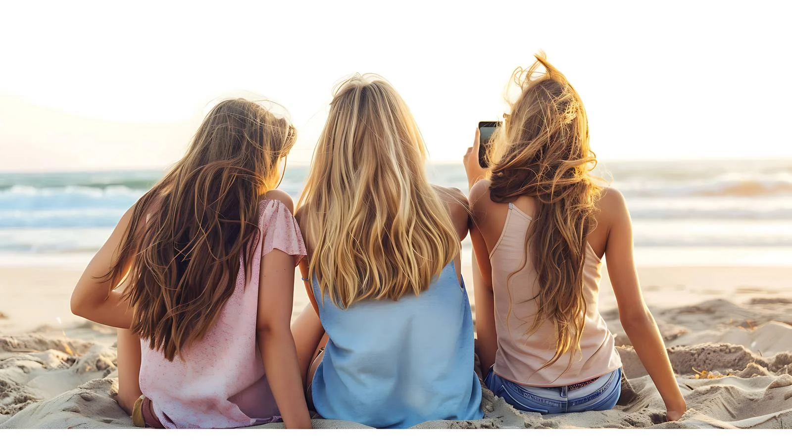 Friends on Beach: Rear View Serenity — free download from Dotvec