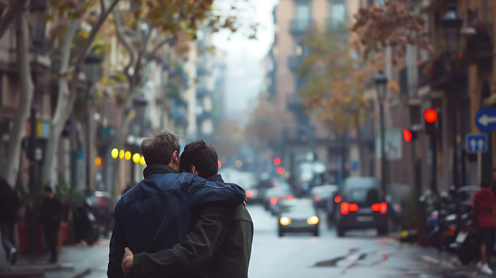 Embracing Men on Street — free download from Dotvec