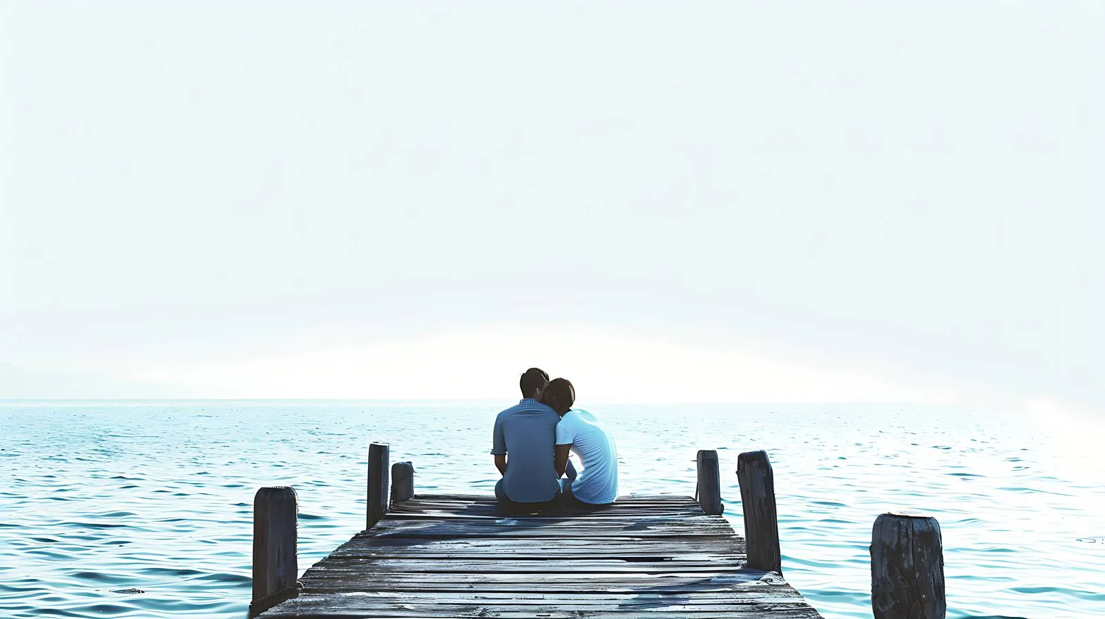 Serene seaside couple on pier — free download from Dotvec