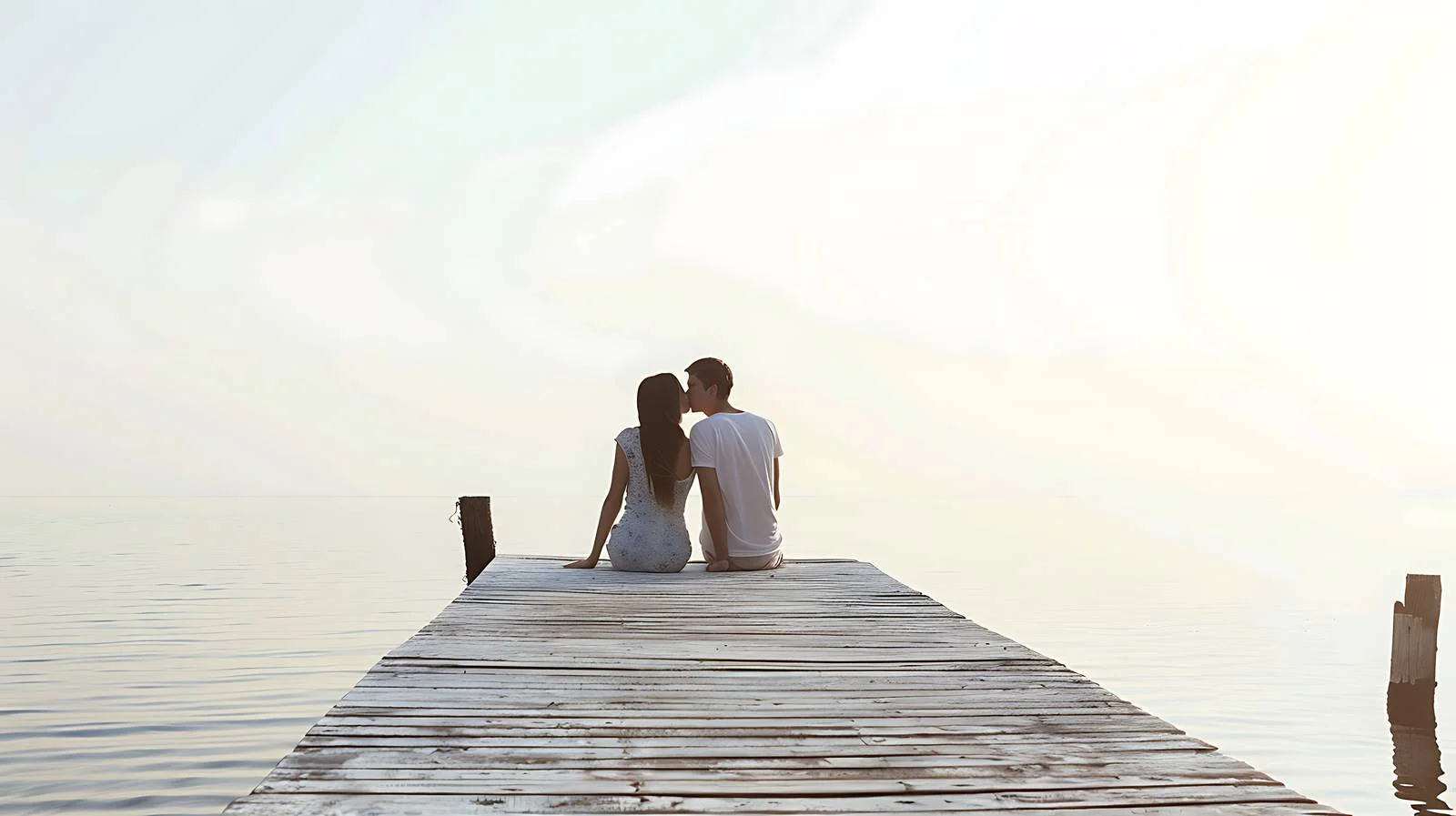 Serene Couple on Pier Overlooking Sea — free download from Dotvec