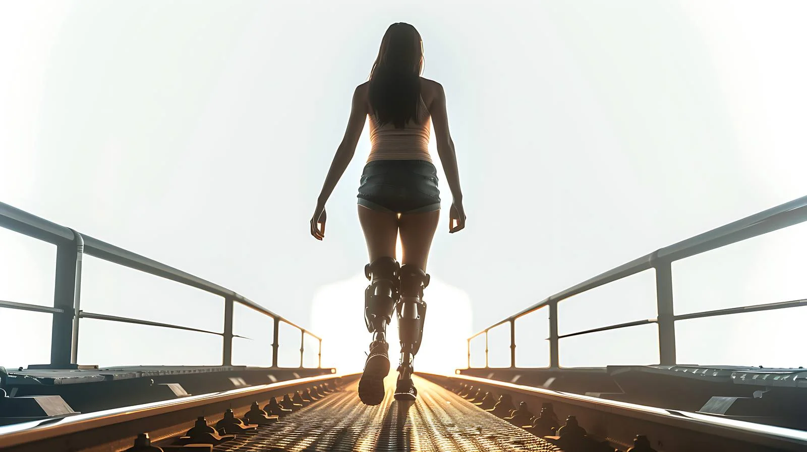 Young Woman Walking with Leg Prosthesis — free download from Dotvec