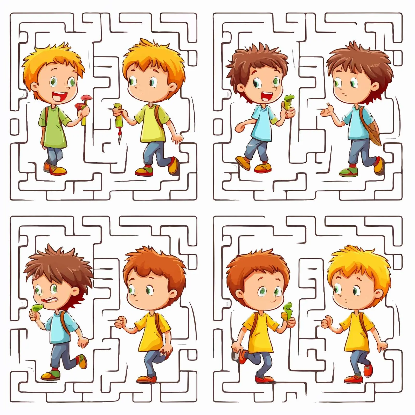 Rectangle Maze Game for Kids with Three Entrances – free mind games image from Dotvec