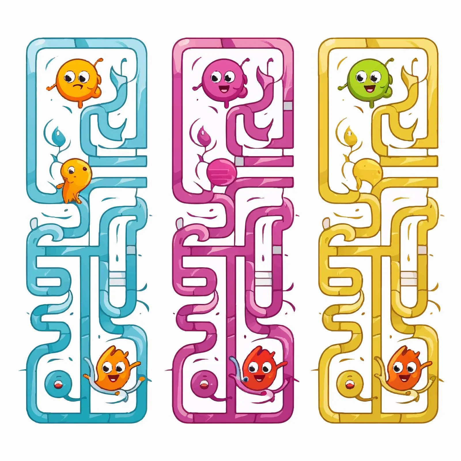 Kids Rectangle Maze Game with Three Entrances — free download from Dotvec