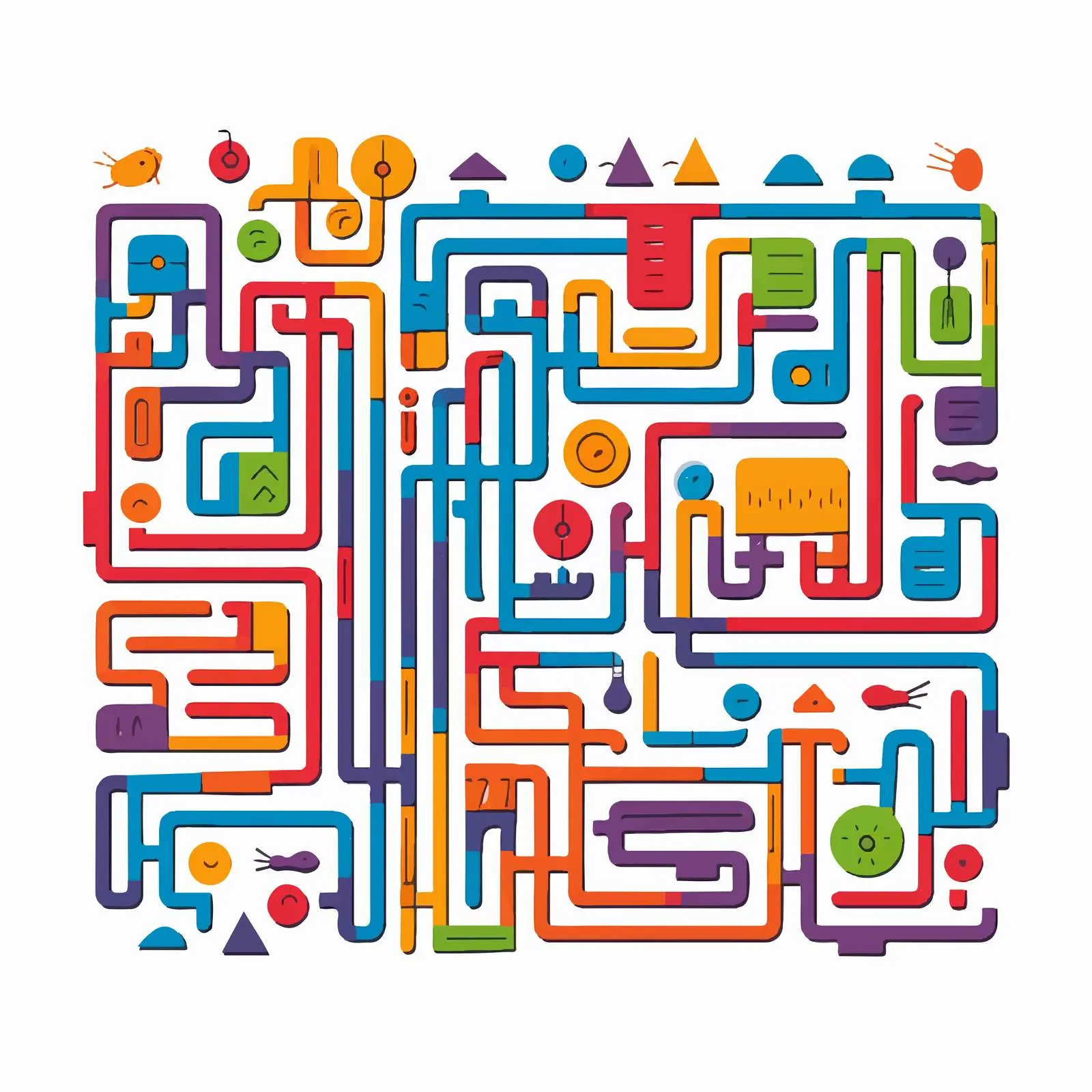 Colorful Rectangular Labyrinth with Solution — free download from Dotvec