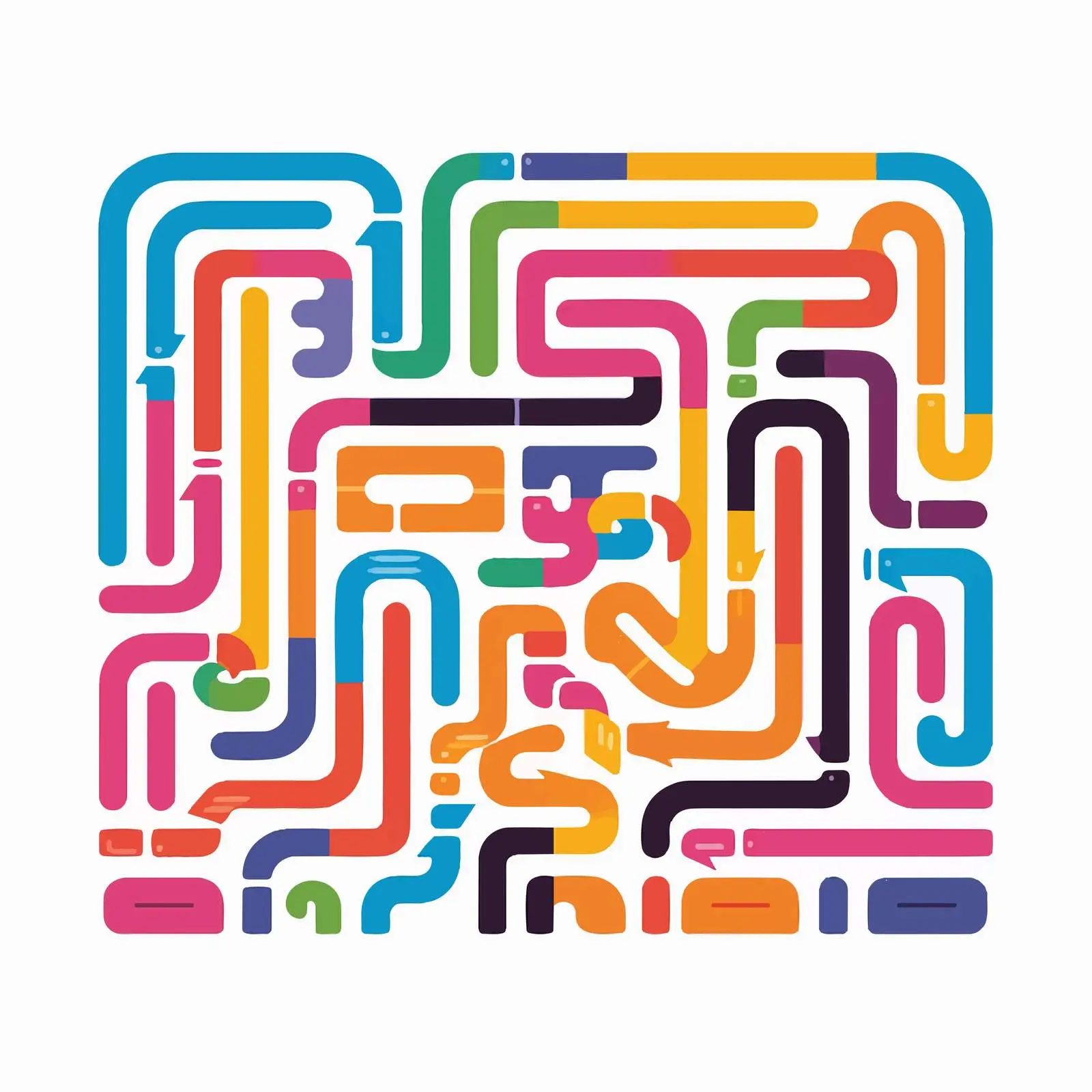 Colorful Rectangular Labyrinth Design with Solution — free download from Dotvec