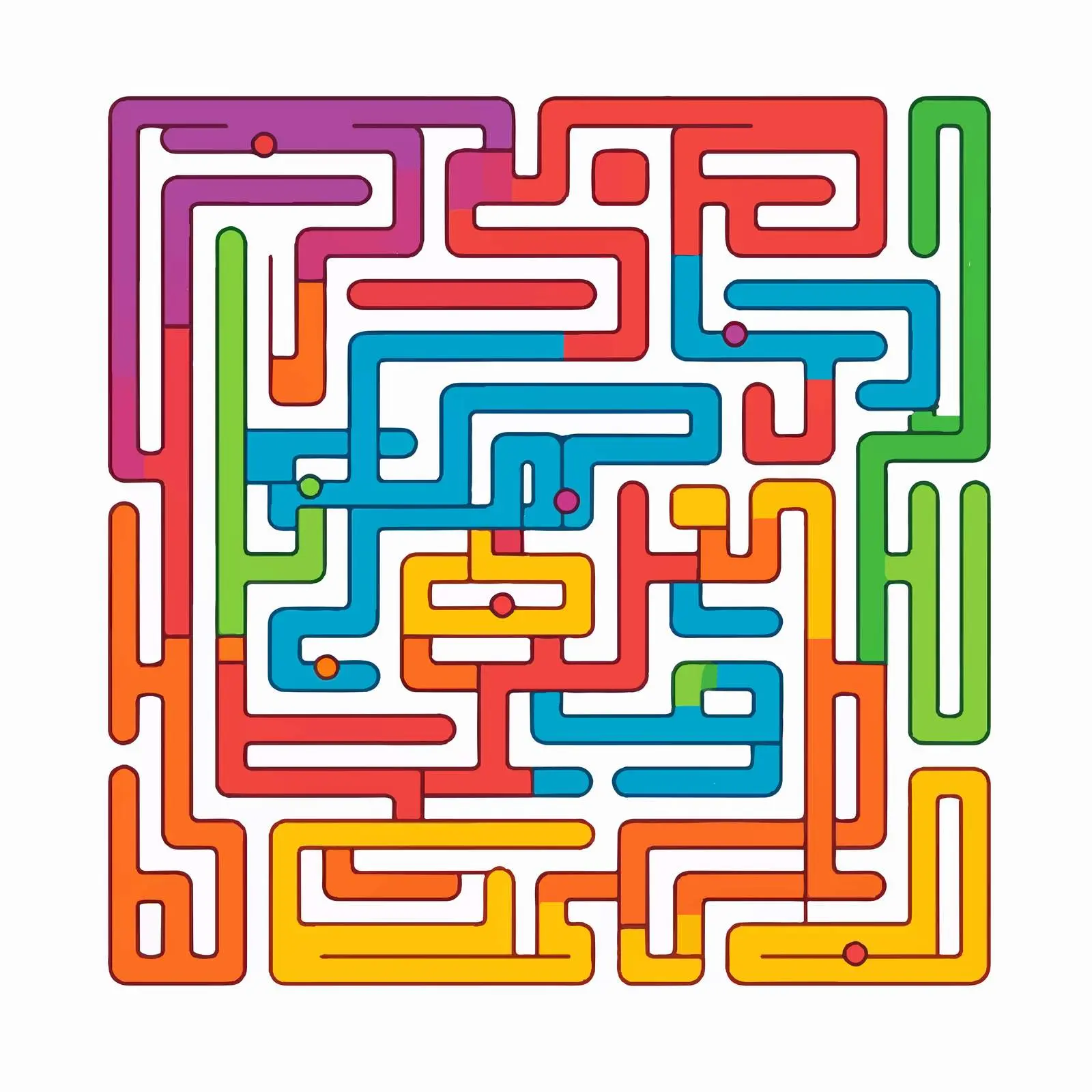 Rectangular Color Labyrinth with Solution — free download from Dotvec