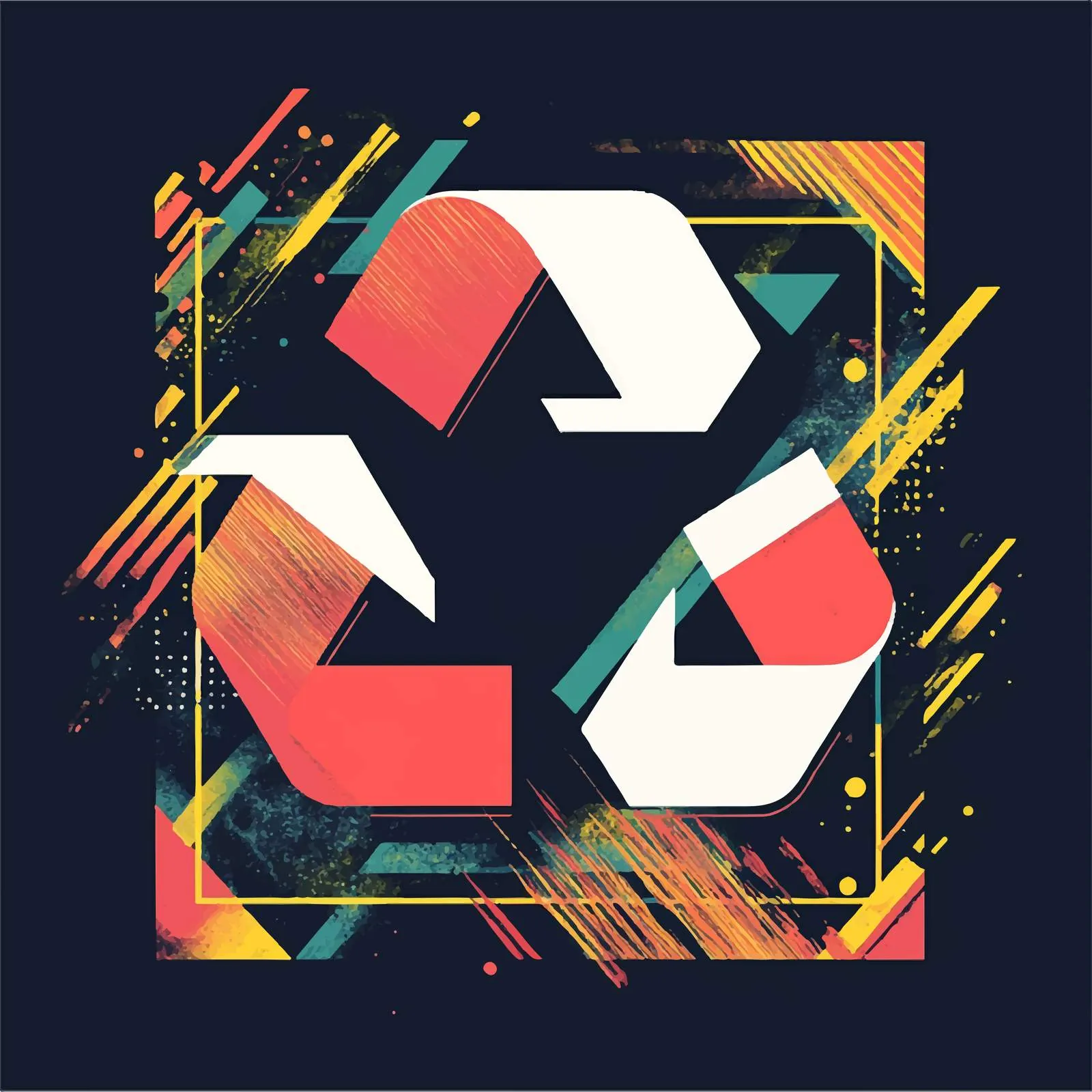 Flat Vector Recycle Sign in Frame Illustration — free download from Dotvec