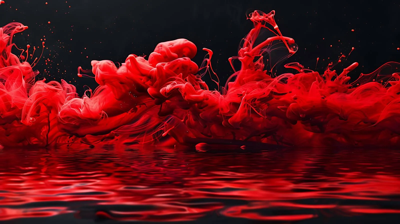 Vibrant Red Ink Splashes in Water – free splashes image from Dotvec