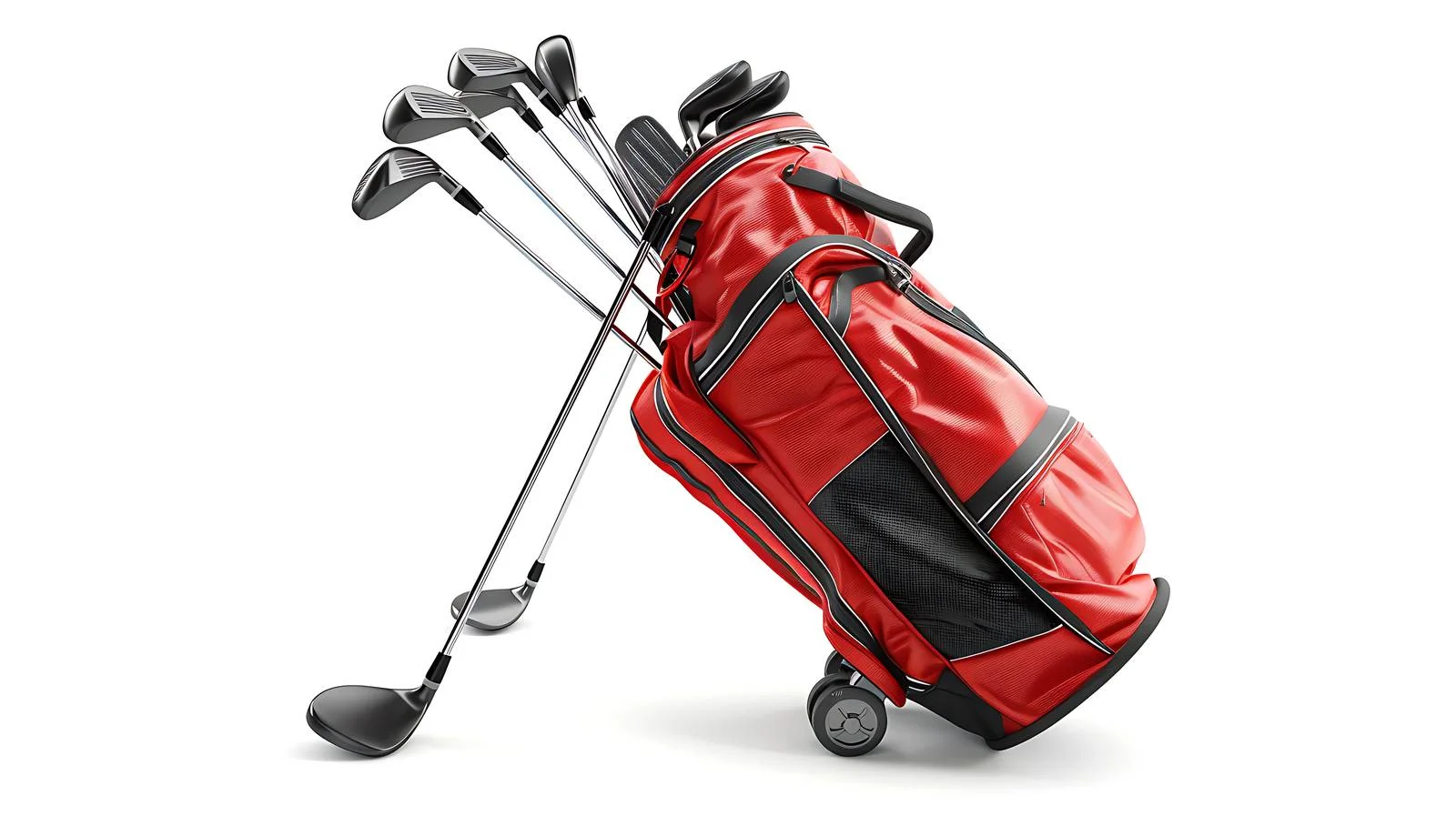 Red and Black Golf Bag with Clubs Isolated — free download from Dotvec
