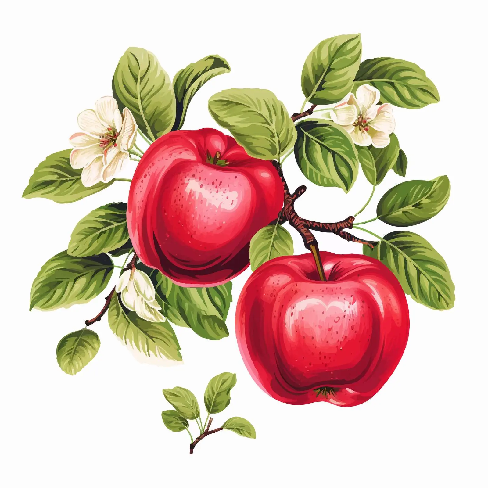 Hand-Drawn Red Apple Vector on Tree Branch — free download from Dotvec