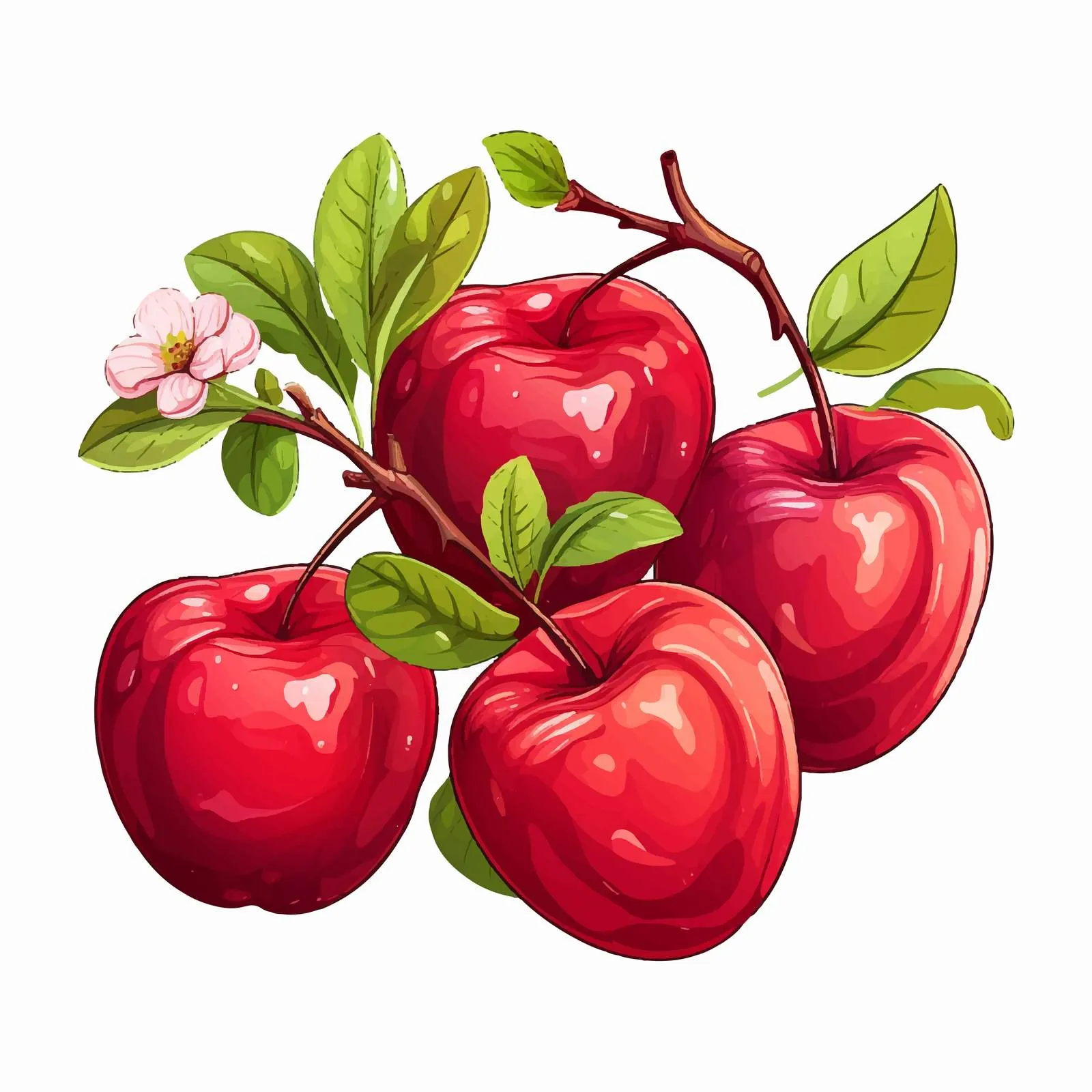 Hand-Drawn Red Apples on Branch Vector Illustration — free download from Dotvec