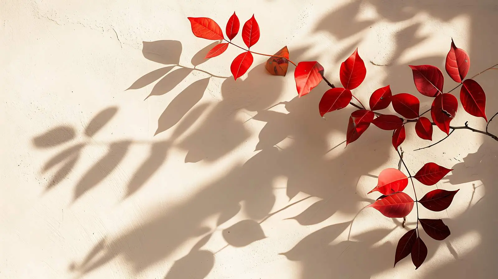Autumn Leaves and Sunlight Shadows on Beige – free forest floor image from Dotvec