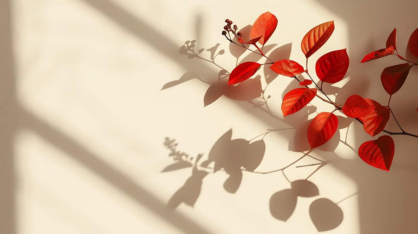 Autumn Leaves and Sunlight Shadows on Beige — free download from Dotvec