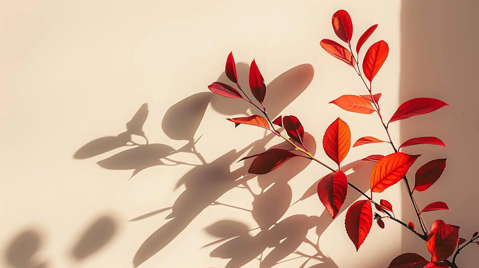 Autumn Leaves and Sunlight Shadows on Beige — free download from Dotvec