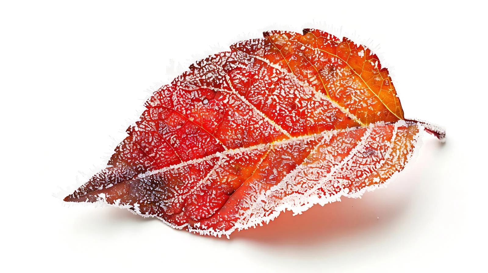 Vibrant Red Autumn Leaf Frosty Isolation — free download from Dotvec