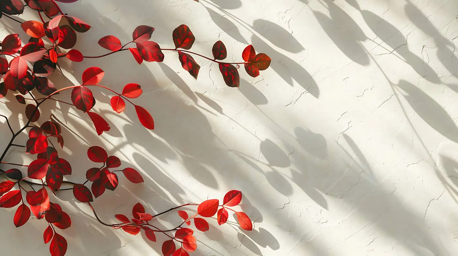 Red Autumn Leaves on Beige Wall – free fall season image from Dotvec