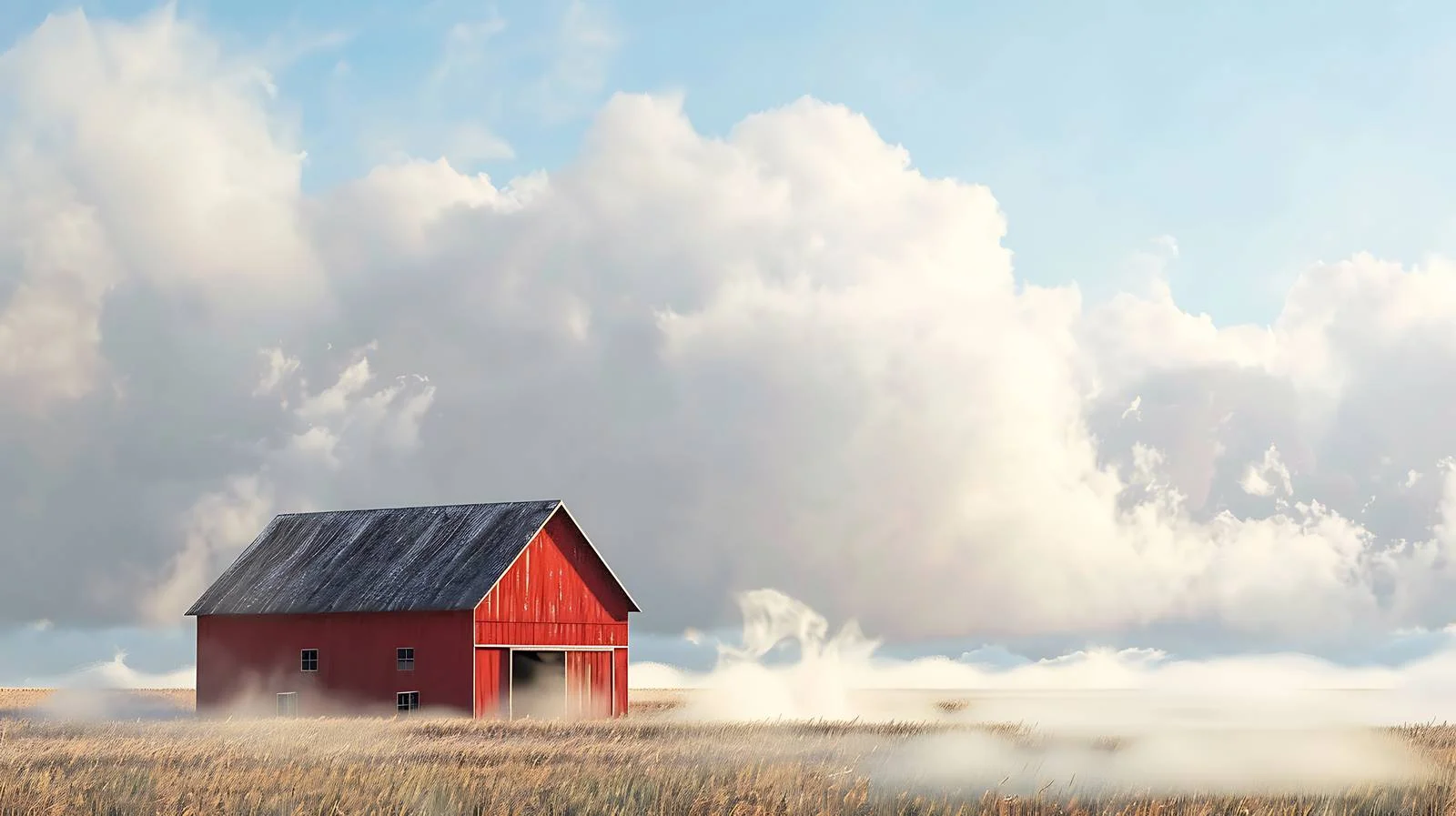 Rustic Red Barn Amid Dramatic Cloudscape — free download from Dotvec