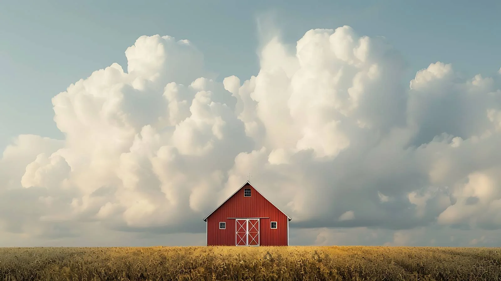 Rural Red Barn Over Dramatic Cloudscape — free download from Dotvec