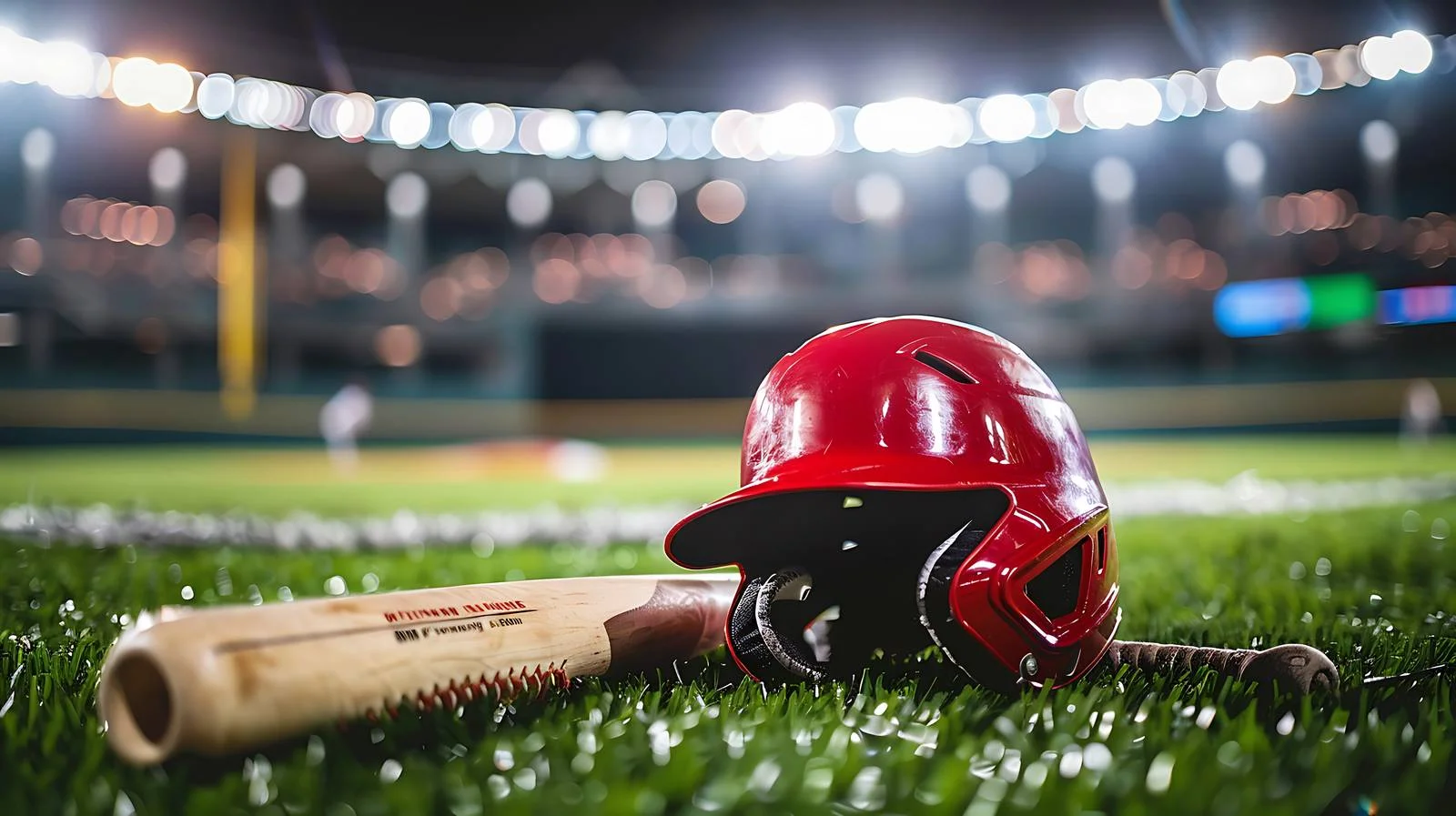 Vivid Red Baseball Gear on Green Grass — free download from Dotvec