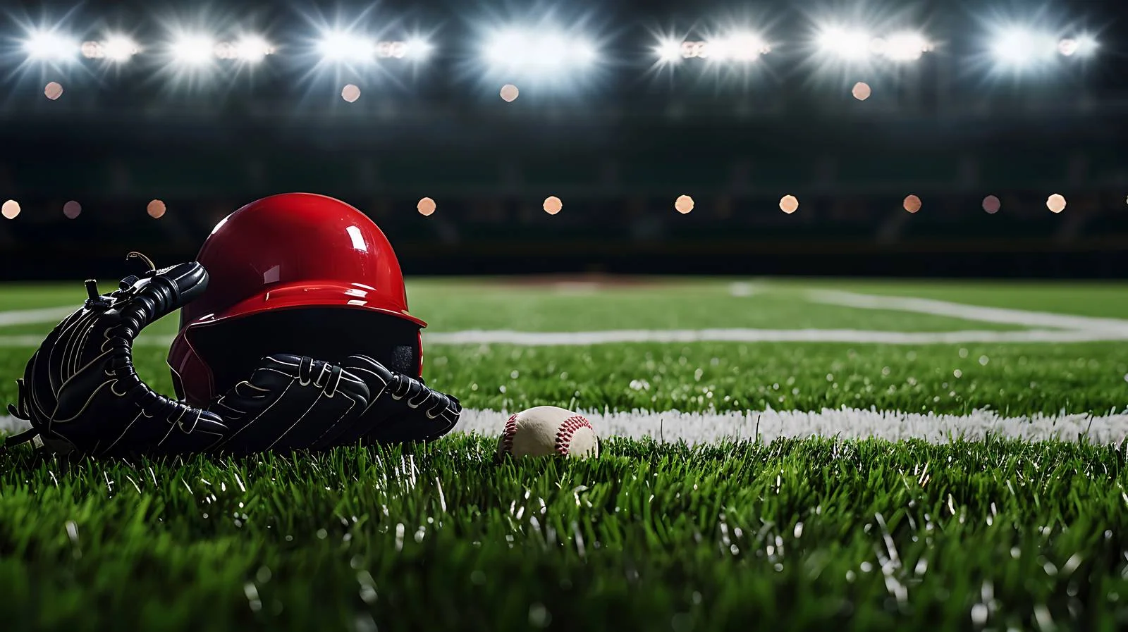 Vibrant Red Baseball Gear on Lush Grass — free download from Dotvec