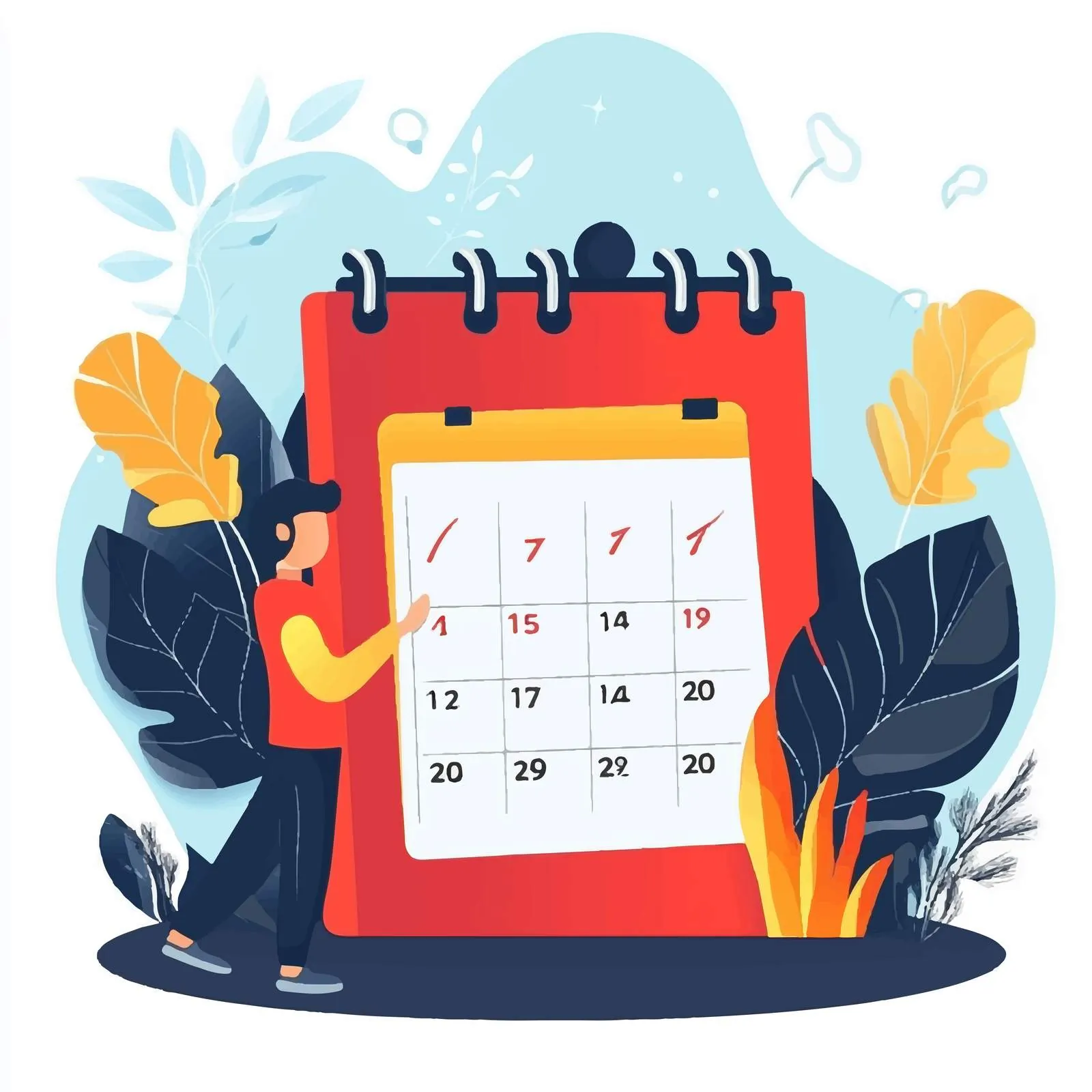 Red Calendar with First Day Vector Illustration – free monthly overview image from Dotvec