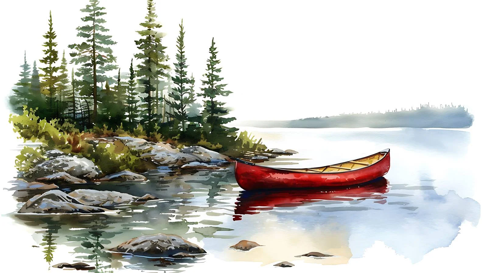 Tranquil Red Canoe by Serene Lake — free download from Dotvec