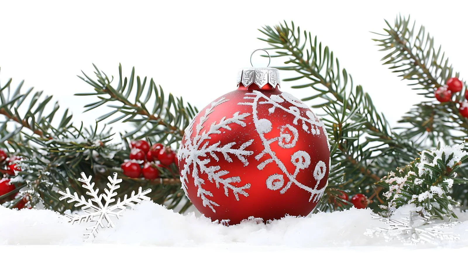Festive Red Bauble with Snowflakes — free download from Dotvec