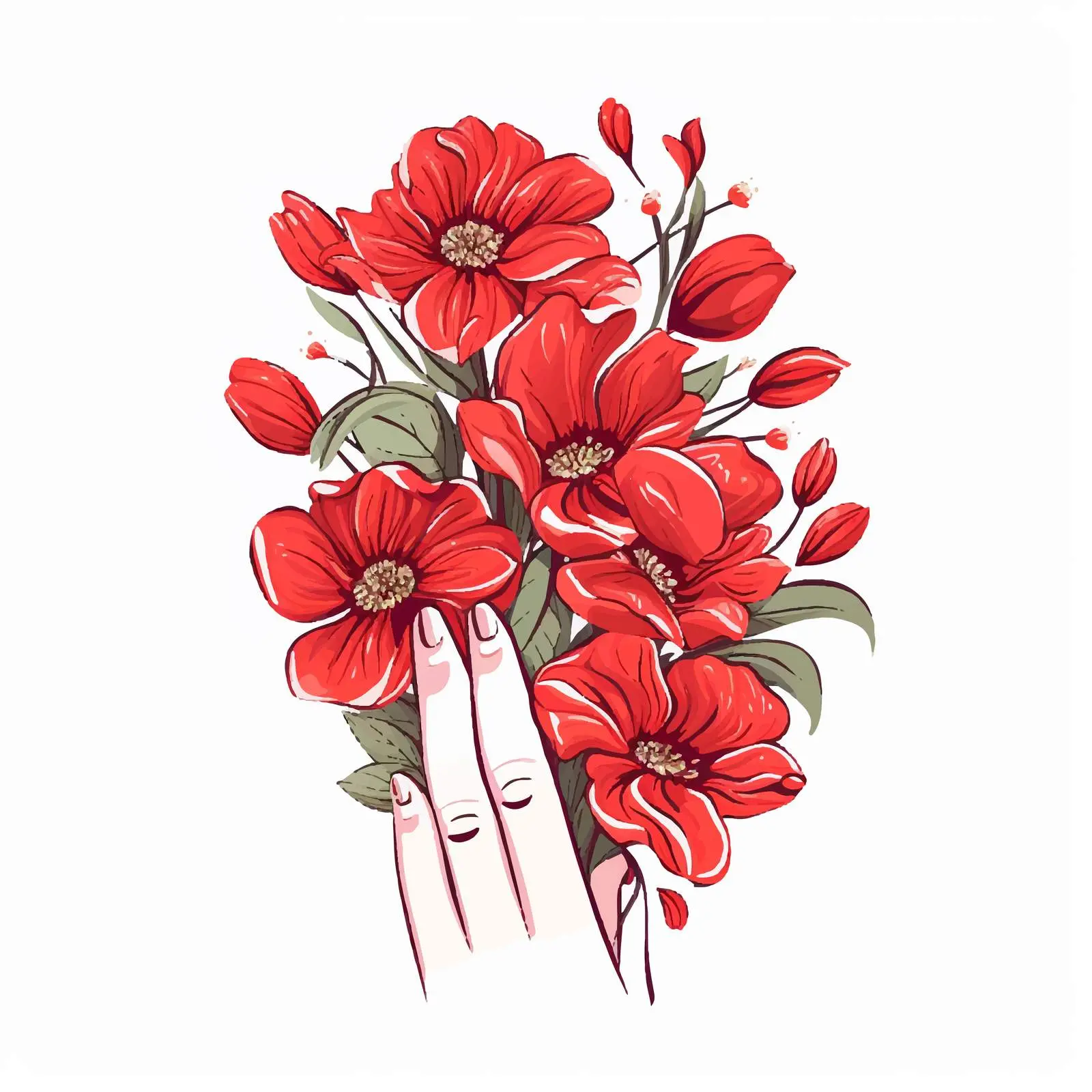 Delicate Red Flowers in Elegant Hand — free download from Dotvec