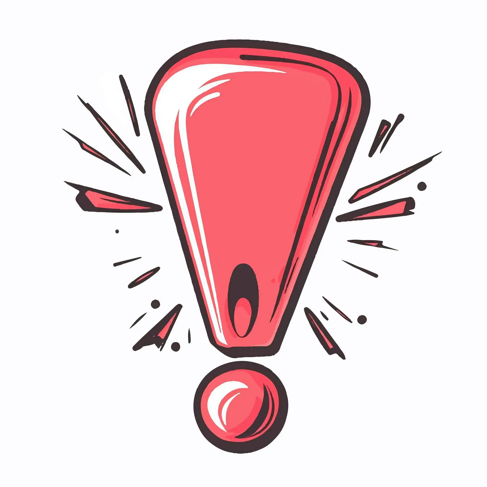 Cartoon Red Exclamation Mark Vector Illustration — free download from Dotvec