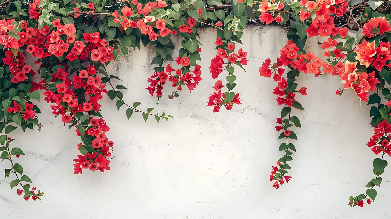 Red Flowers on Coral Wall Background – free flower bush image from Dotvec