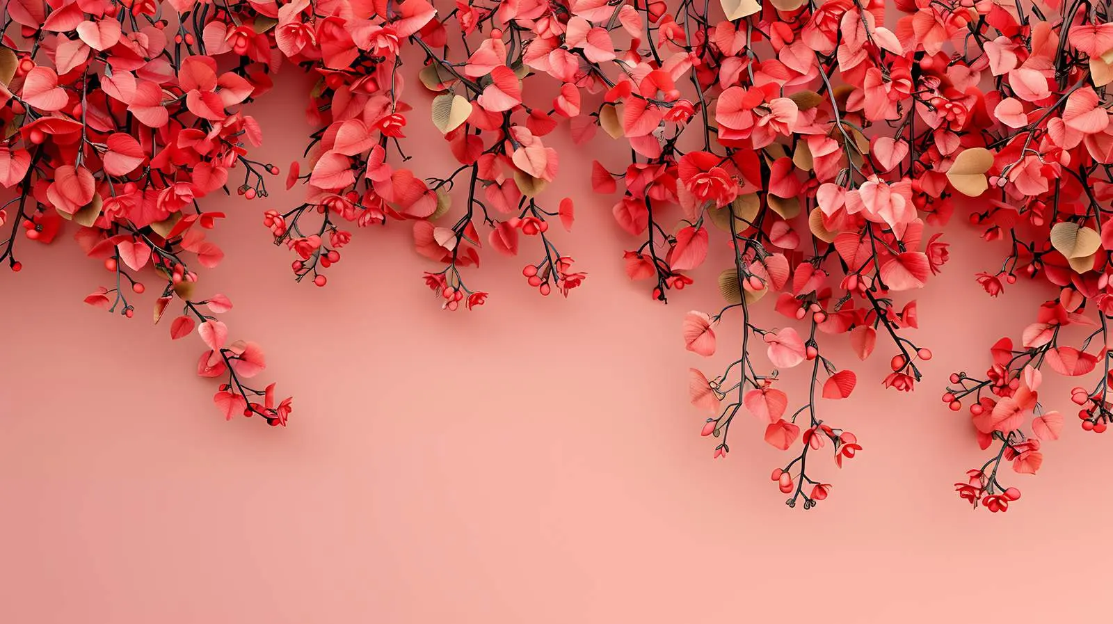Red Flowers on Coral Wall Aesthetic Photography — free download from Dotvec