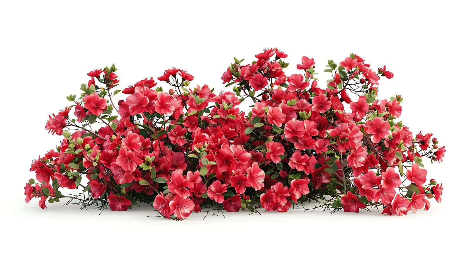 Vibrant Red Flowers Bush on White Background — free download from Dotvec