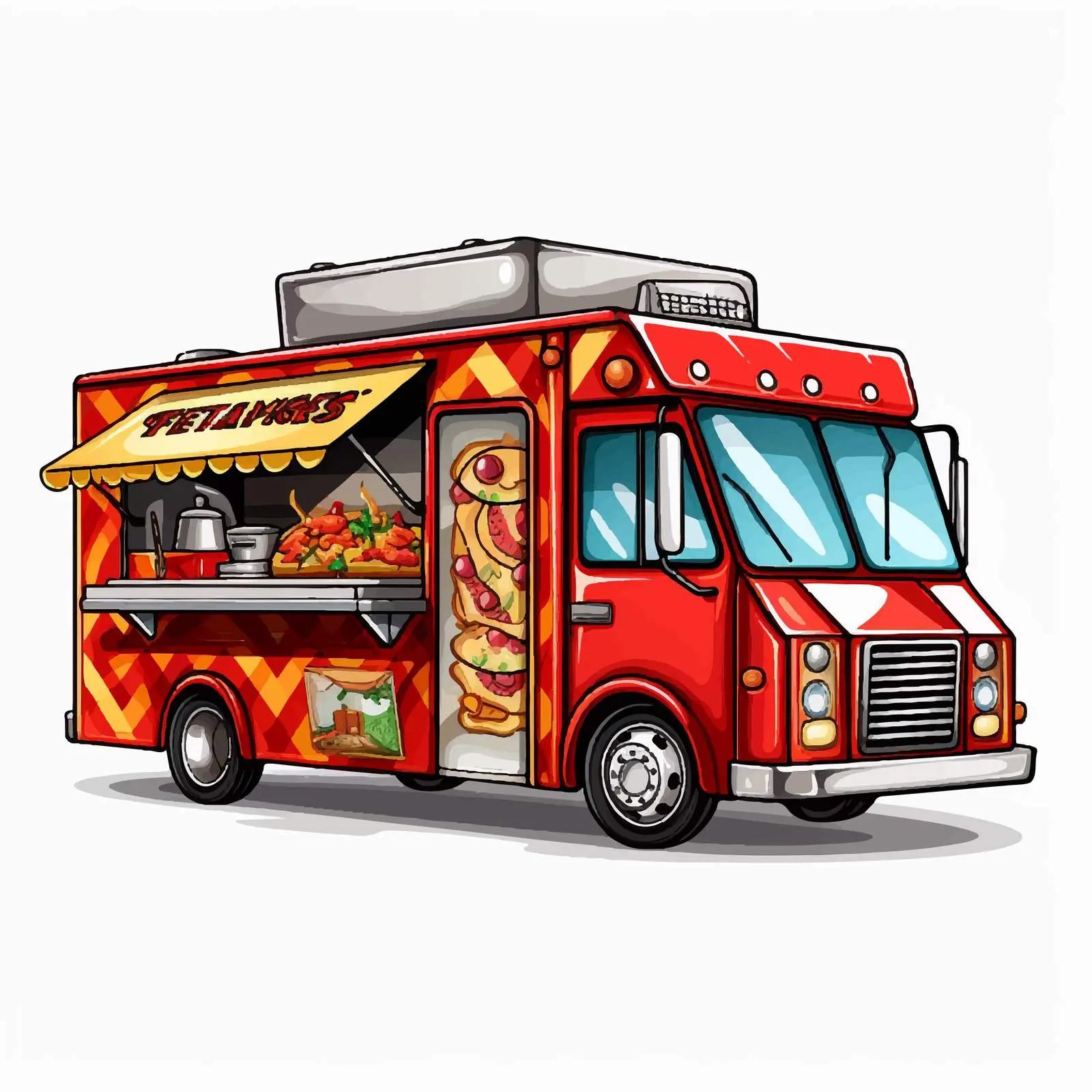 Red Food Truck with Pizza Sign Vector — free download from Dotvec