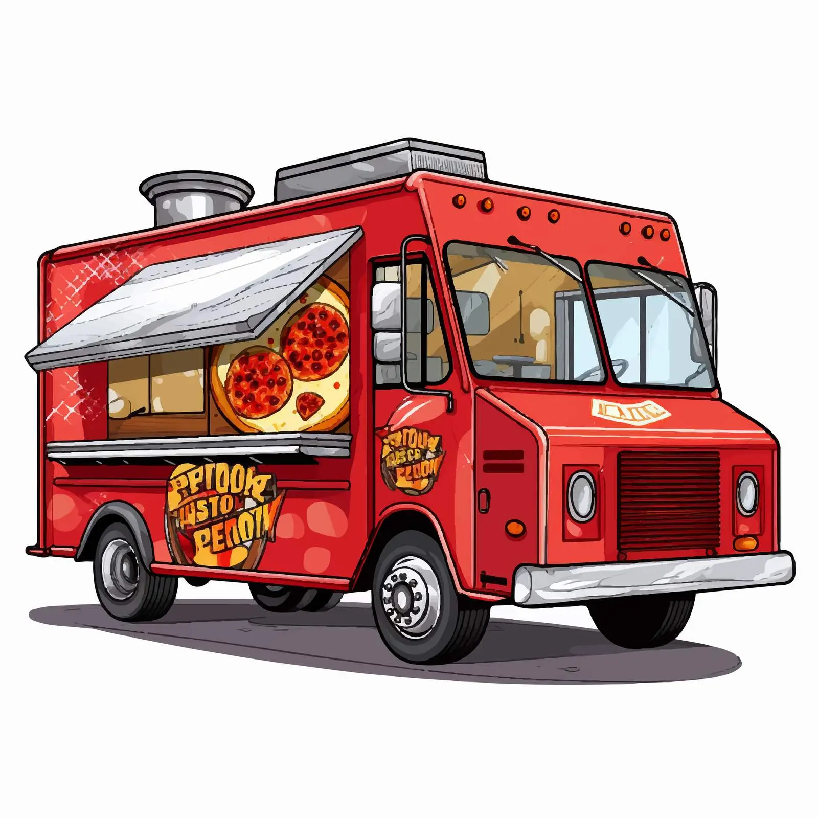Red Food Truck with Pizza Sign Vector Art — free download from Dotvec