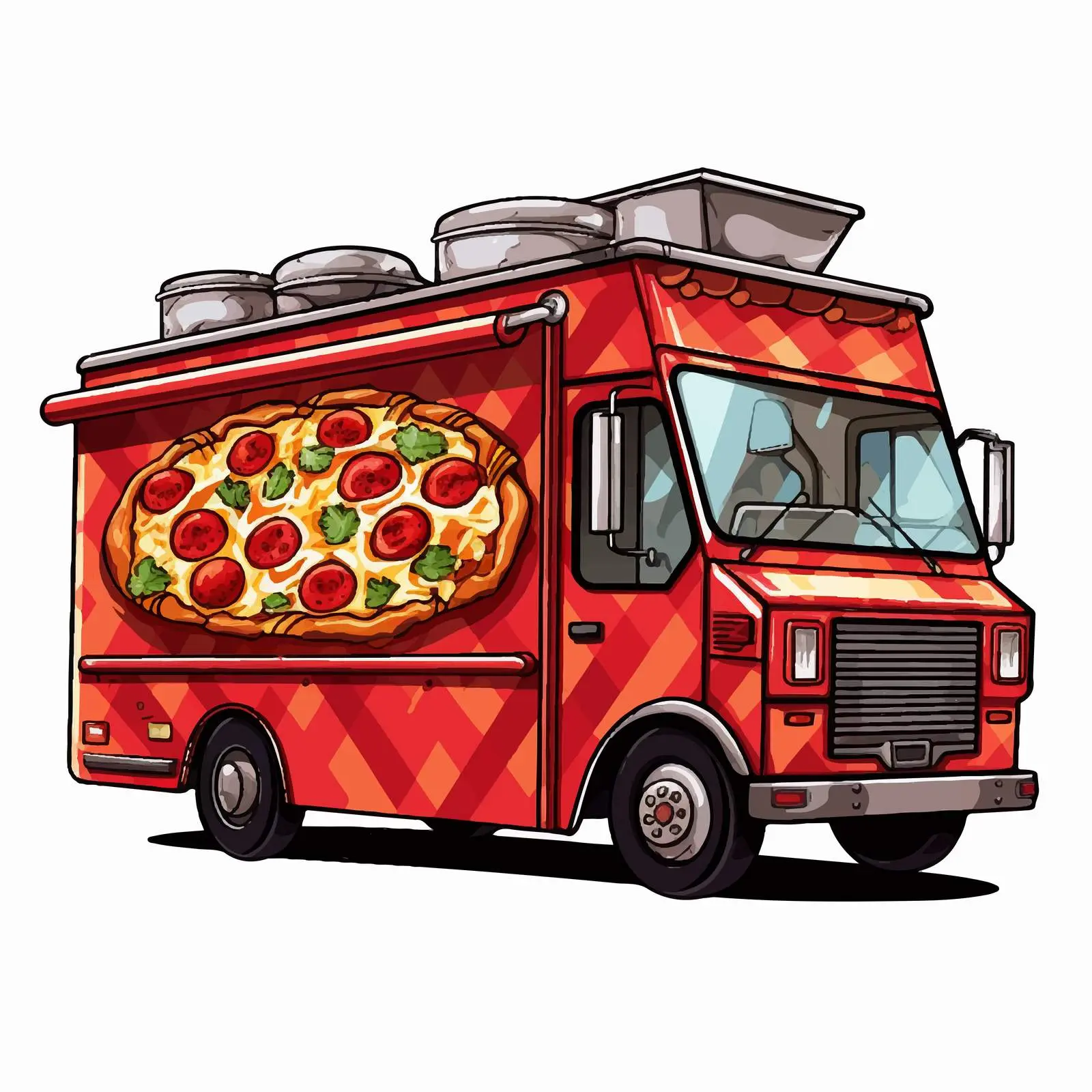 Red Pizza Food Truck Vector Illustration — free download from Dotvec