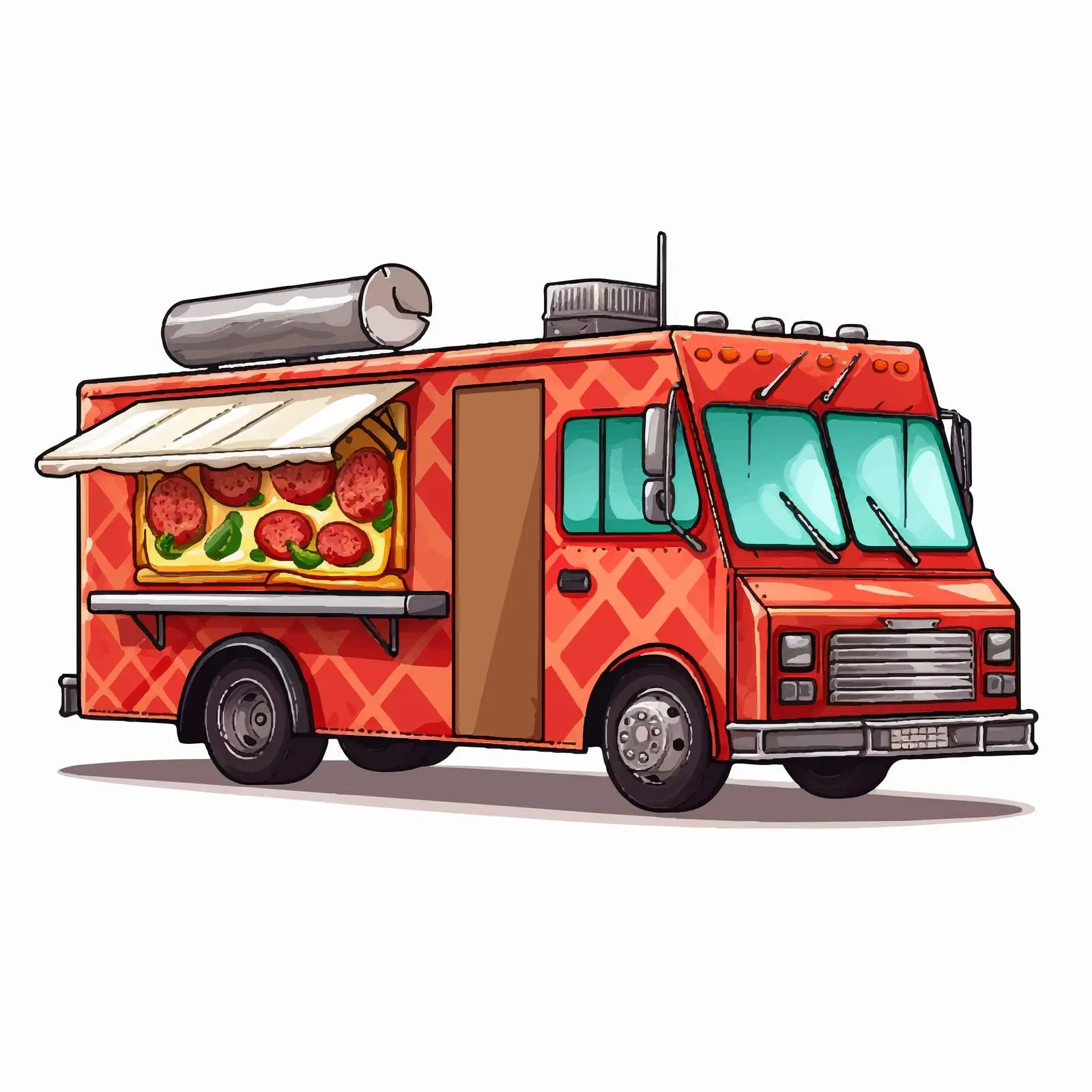 Red Food Truck with Pizza Sign Vector Graphic — free download from Dotvec