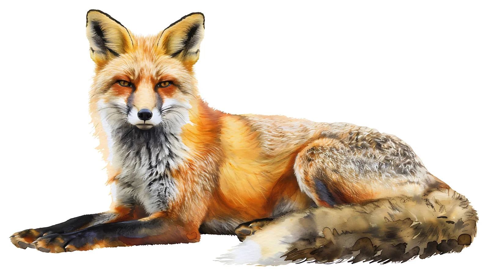 Realistic Red Fox Watercolor Painting Isolated — free download from Dotvec