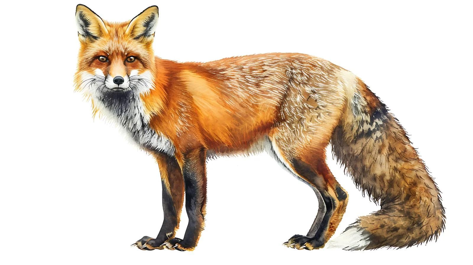 Realistic Red Fox Watercolor Illustration Isolated — free download from Dotvec