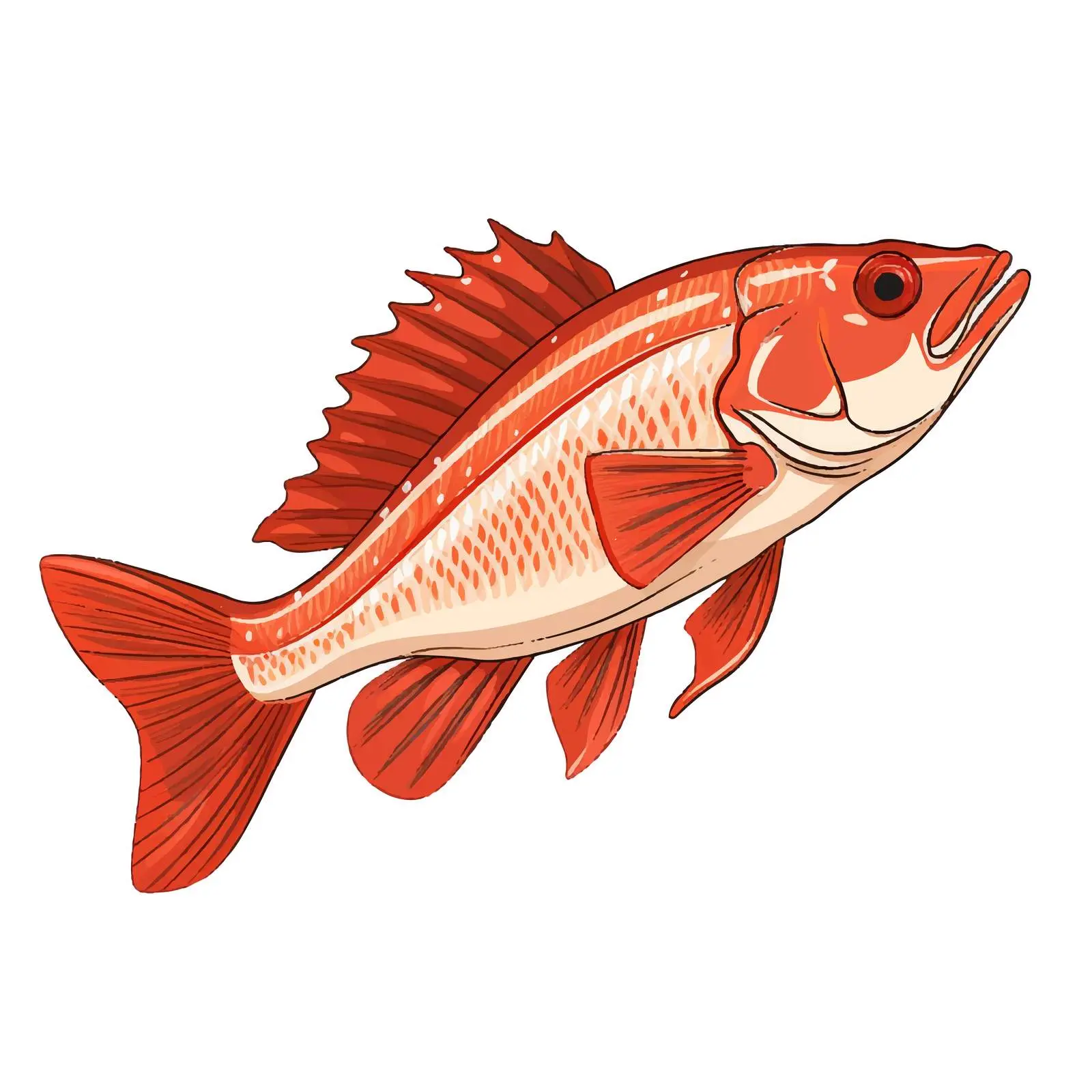 Red Gurnard Fish Line Vector Illustration — free download from Dotvec