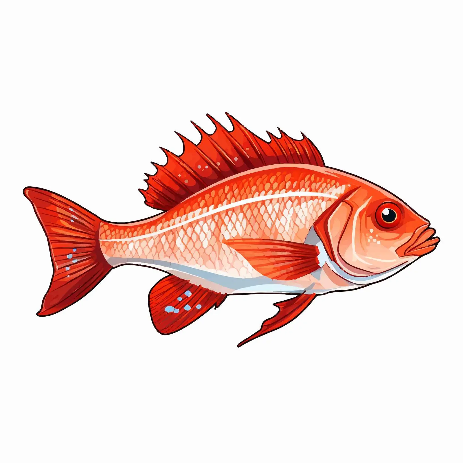 Red Gurnard Fish Line Vector Illustration — free download from Dotvec