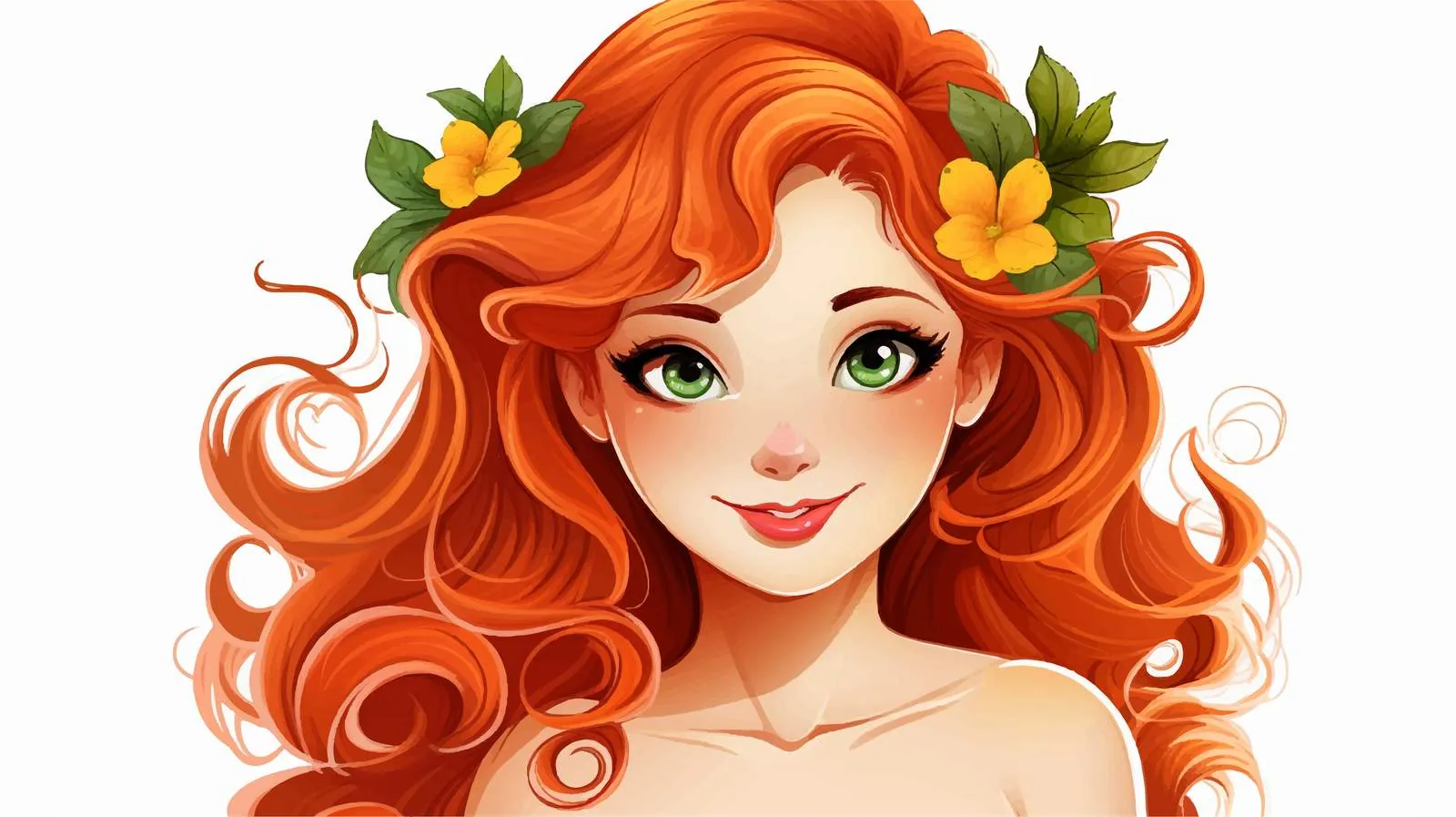 Red-Haired Cartoon Fairy Vector Portrait — free download from Dotvec
