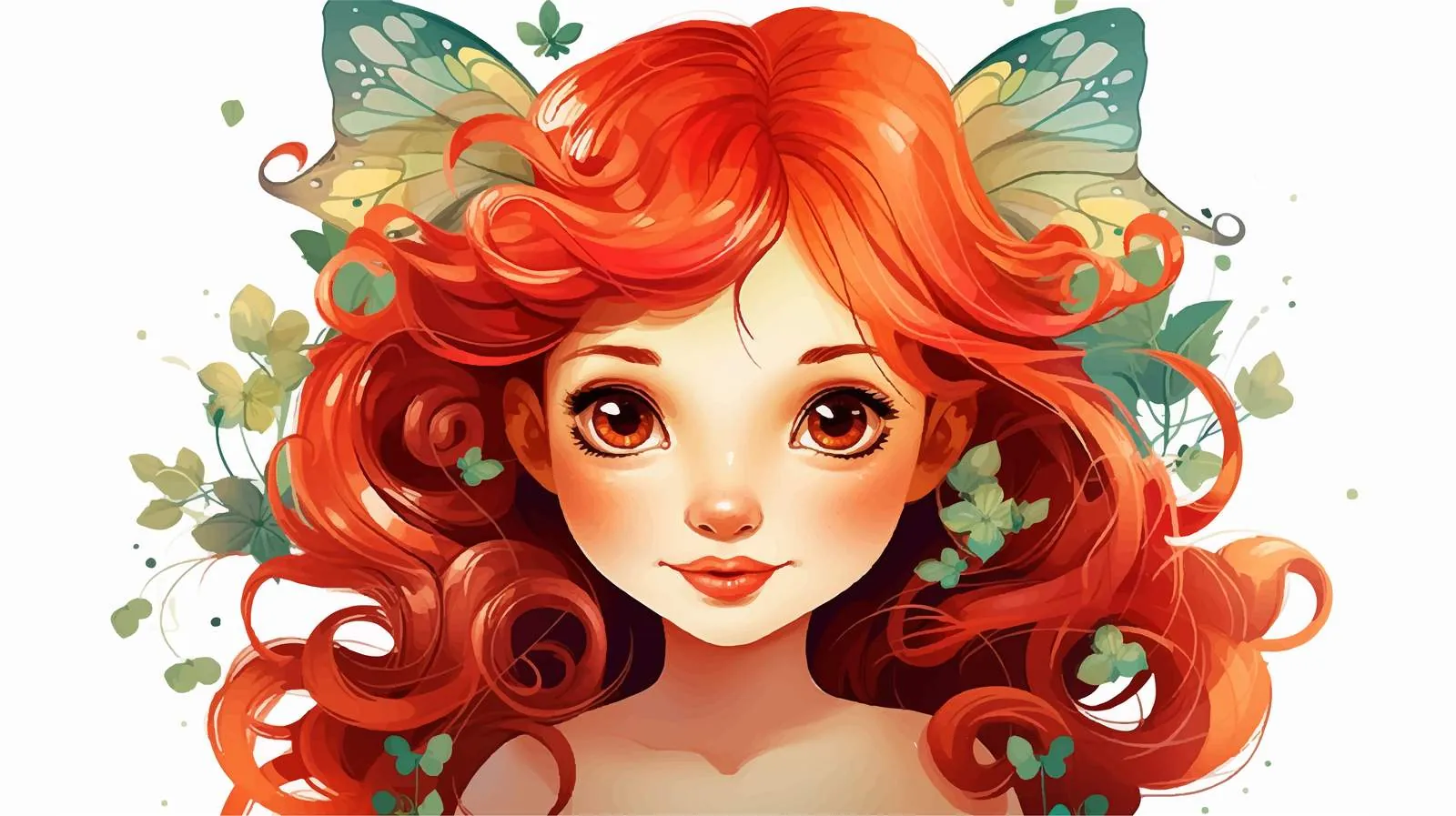 Red-Haired Cartoon Fairy Vector Illustration — free download from Dotvec