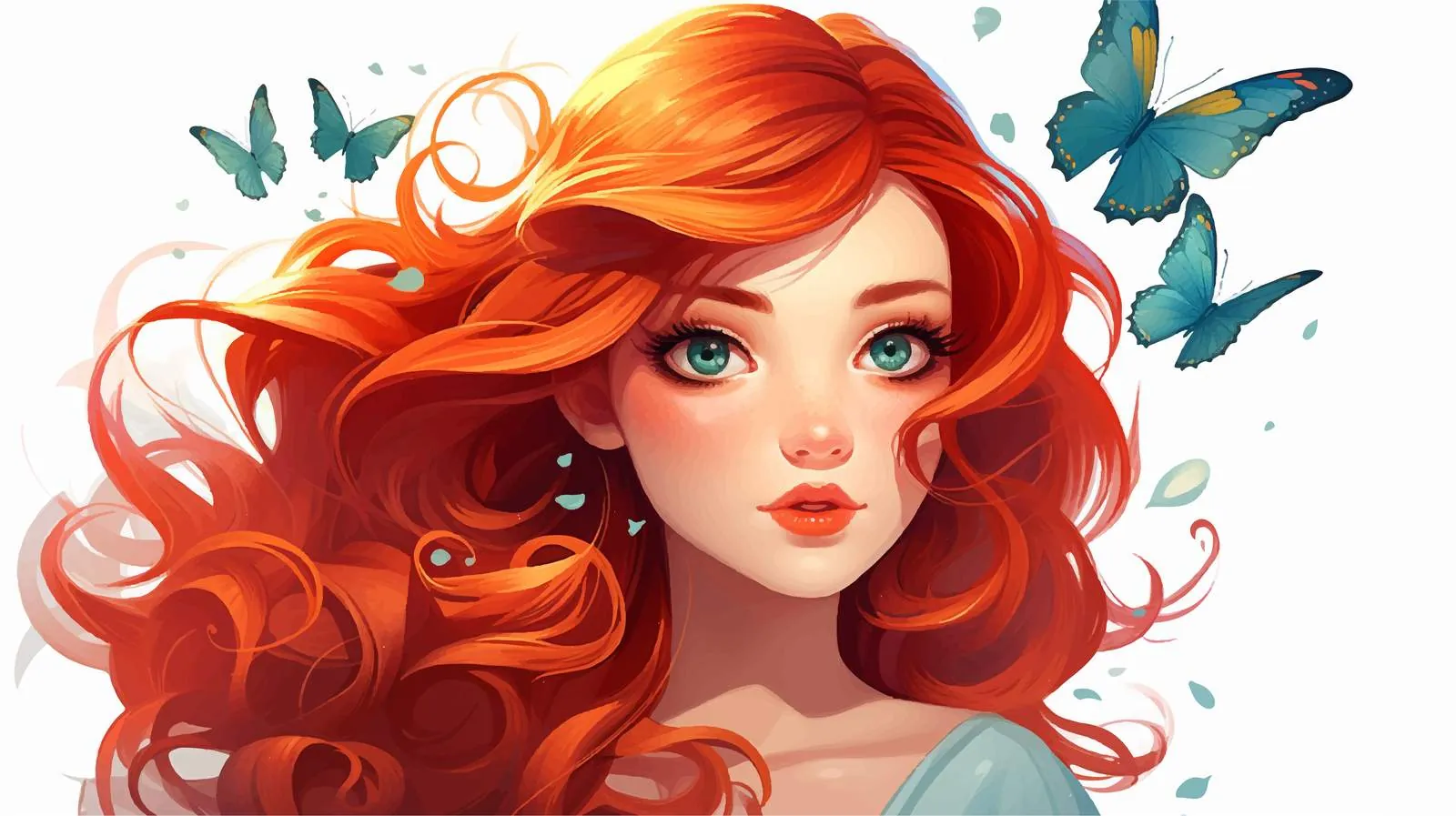 Whimsical Red-Haired Fairy Illustration Vector Art – free red hair image from Dotvec