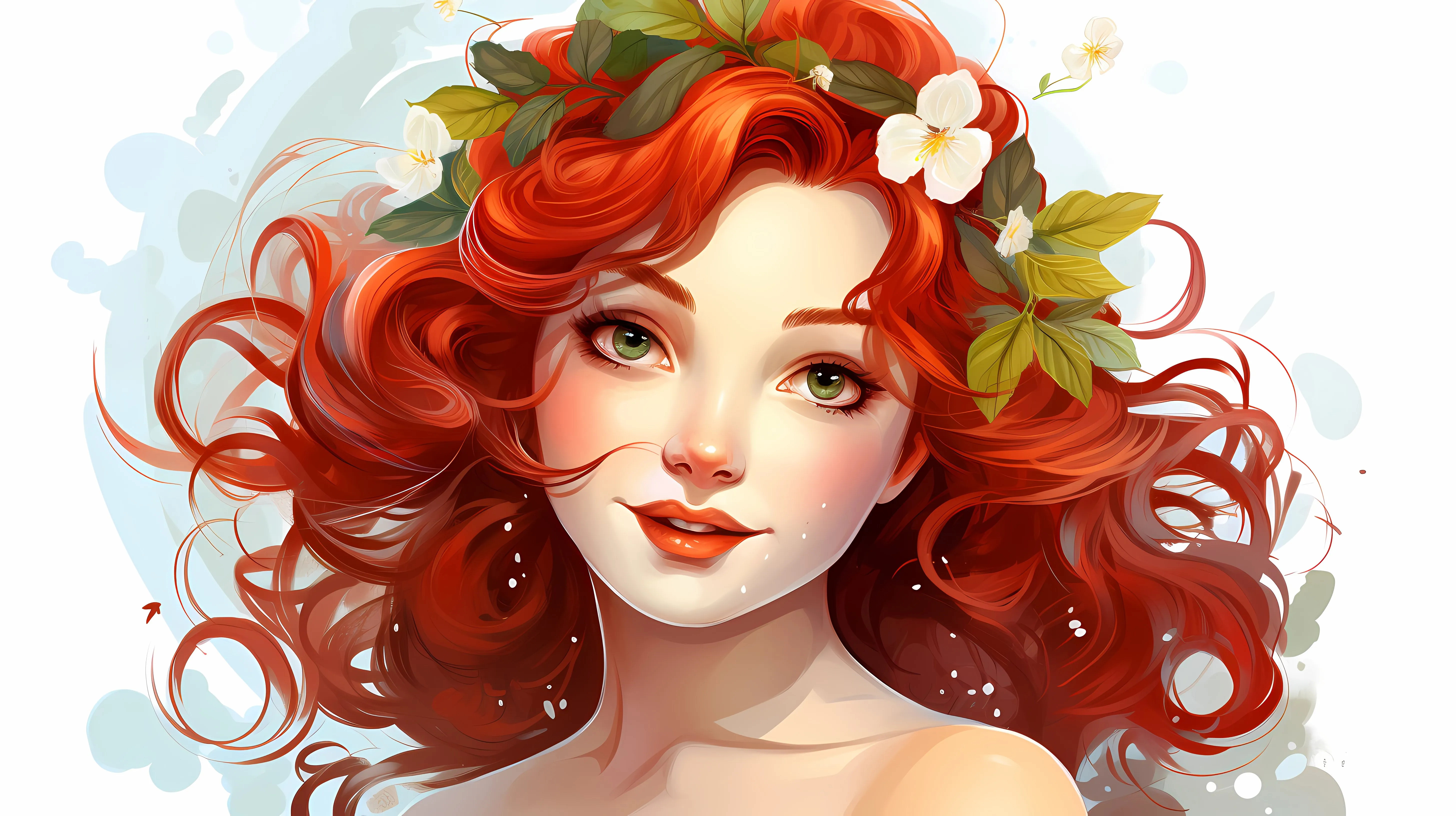 Red-Haired Fairy Cartoon Portrait Illustration — free download from Dotvec
