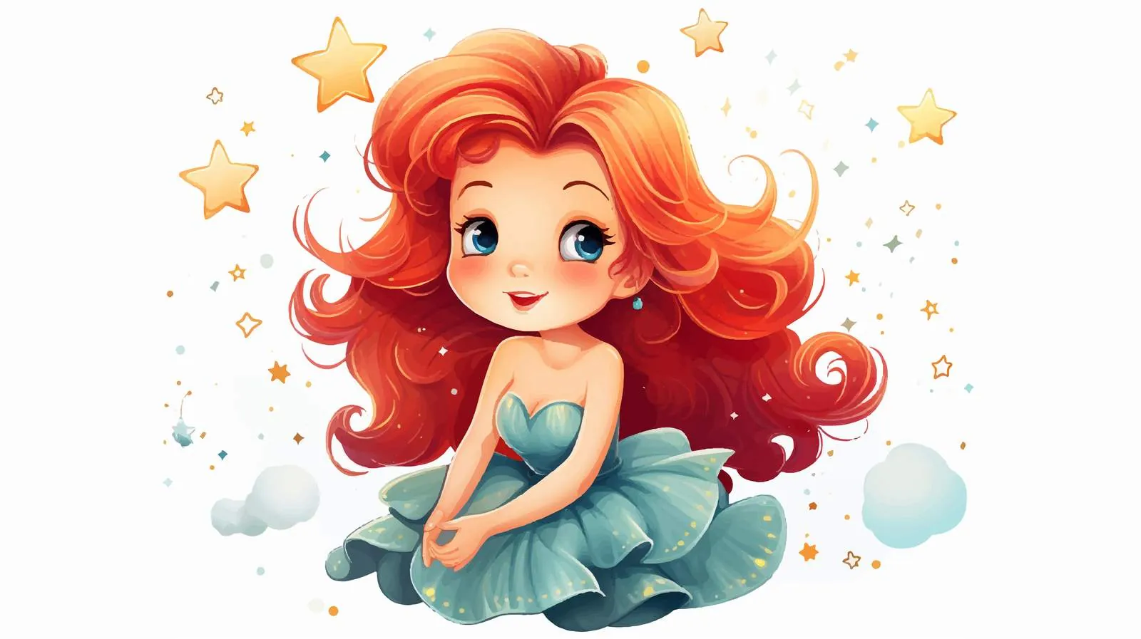 Red-Haired Fairy Cartoon Vector Illustration – free haired image from Dotvec