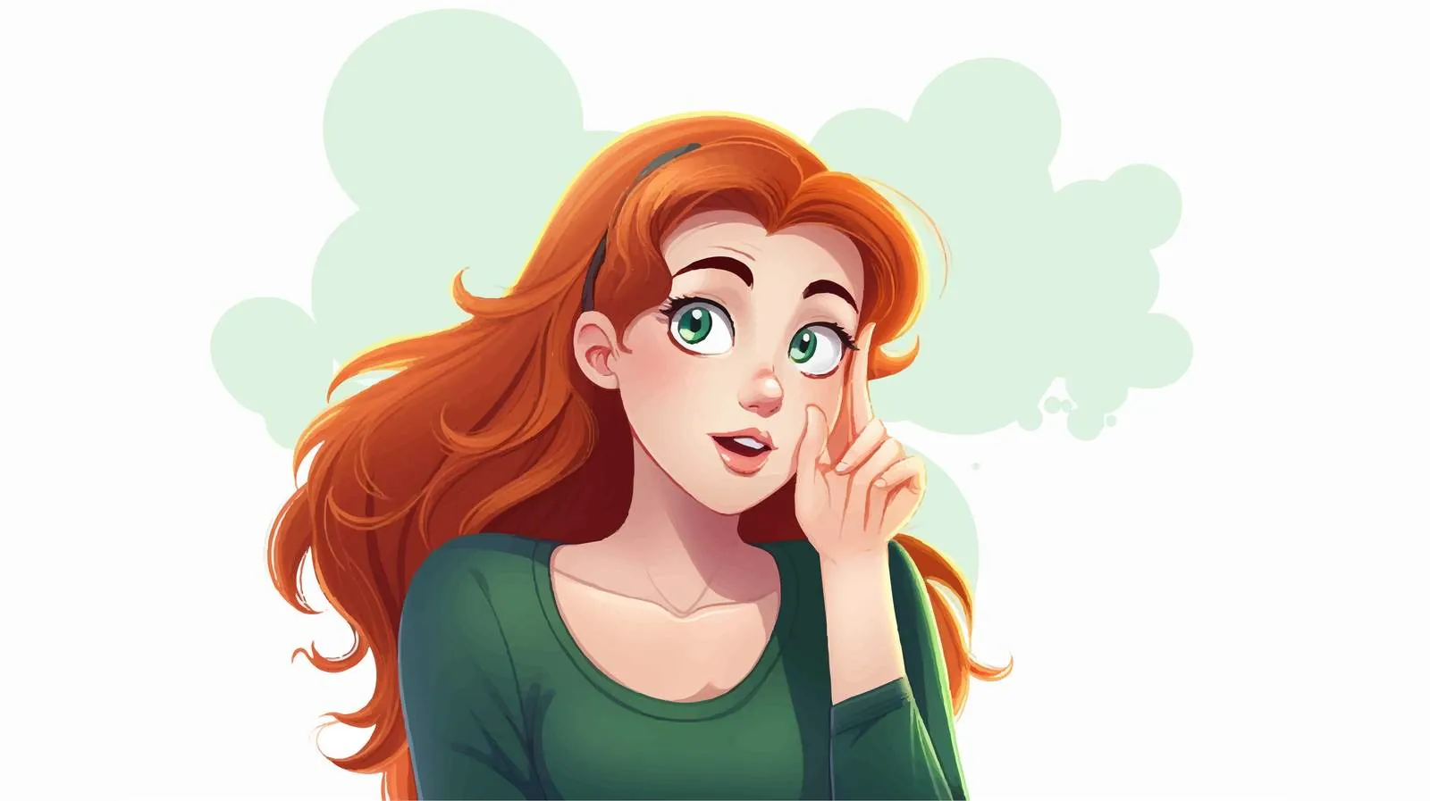 Red-Haired Girl Cartoon with Thought Bubble Vector — free download from Dotvec