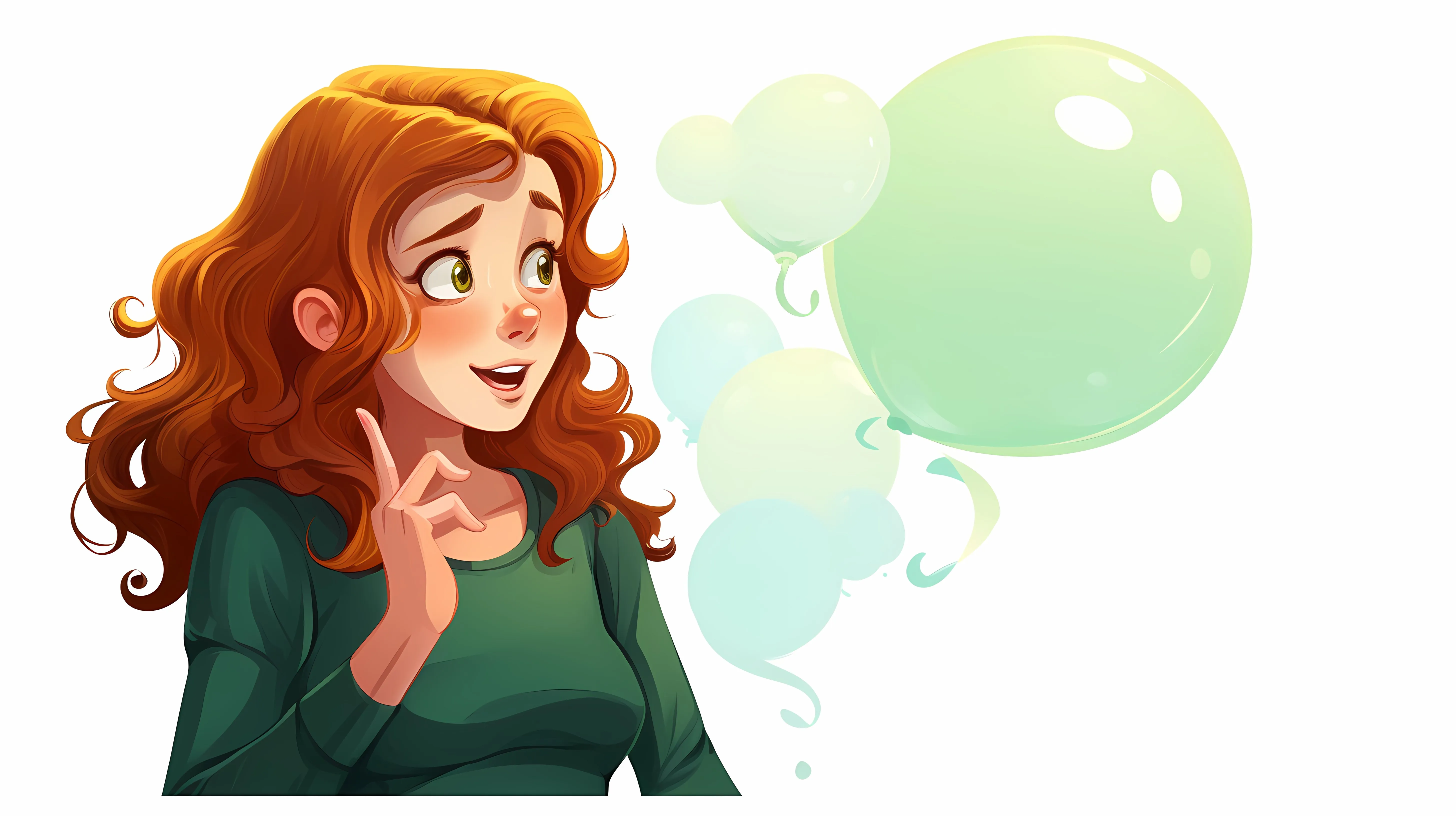 Red-haired Cartoon Girl with Thought Bubble — free download from Dotvec